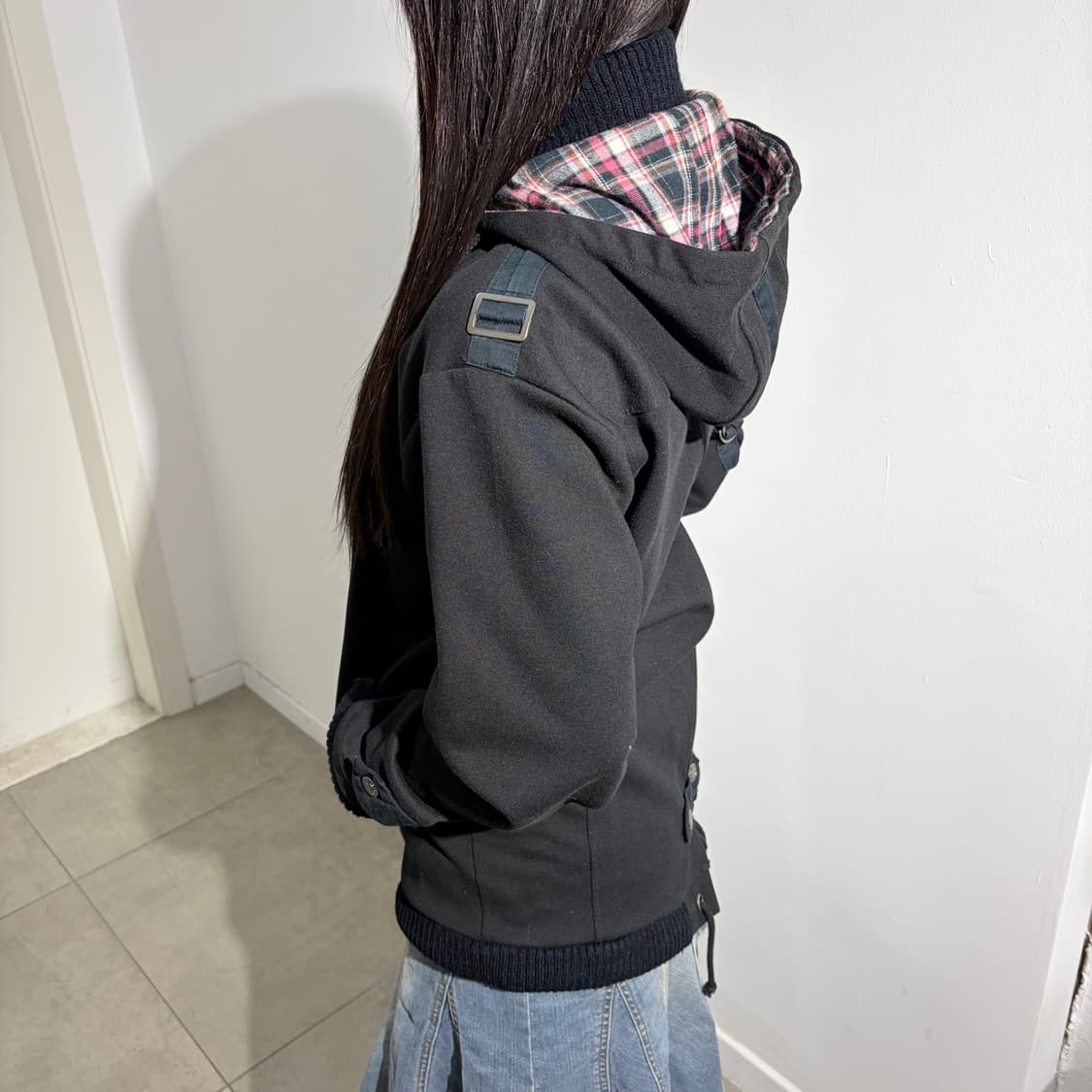 Ceronias 체크 레이어드 지퍼 자켓 상품이미지4