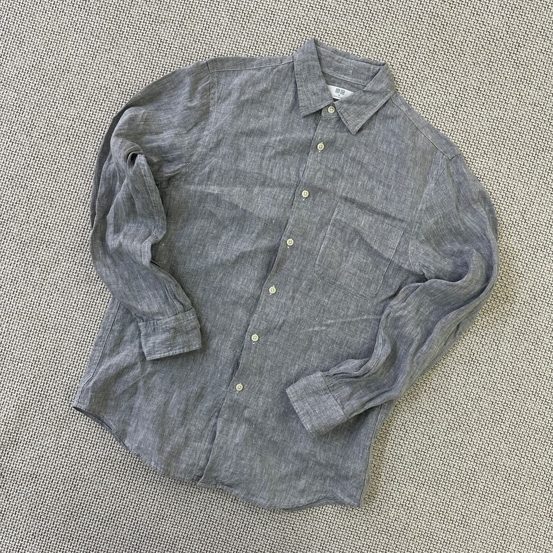 M 유니클로 그레이 린넨 셔츠 0424D 상품이미지1