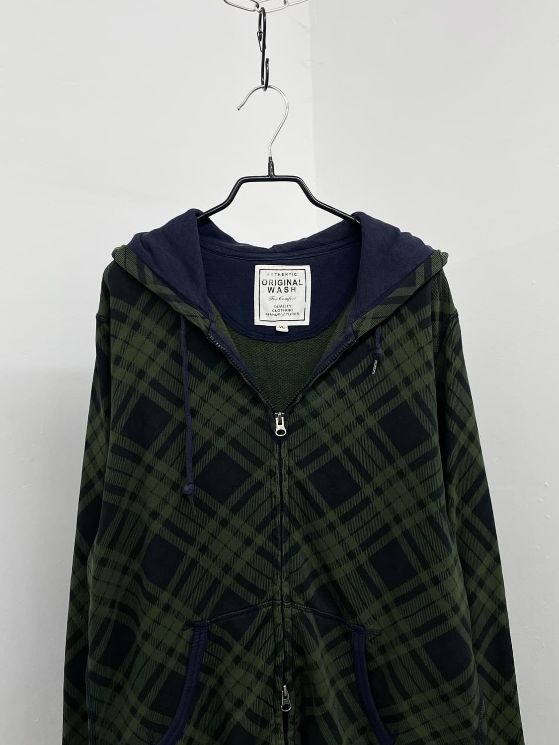 그린 체크 투웨이 후드집업 상품이미지6