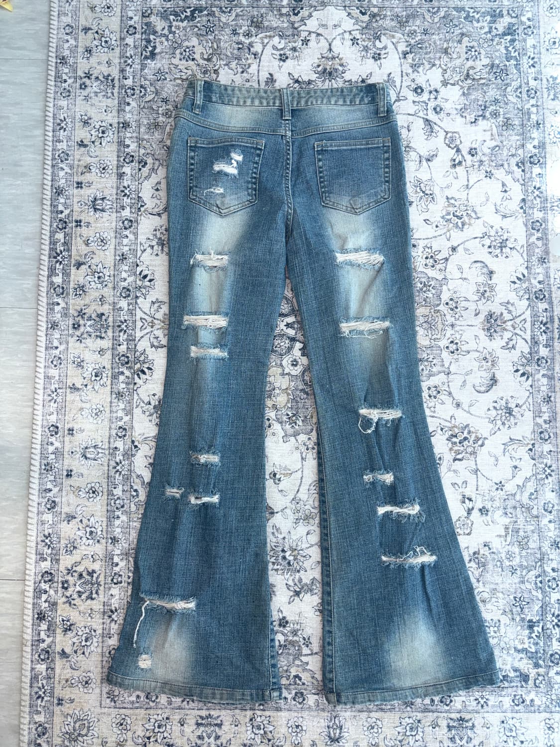 빈티지 디스트로이드 큐빅 스터드 플레어진 로우라이즈 팬츠 상품이미지9