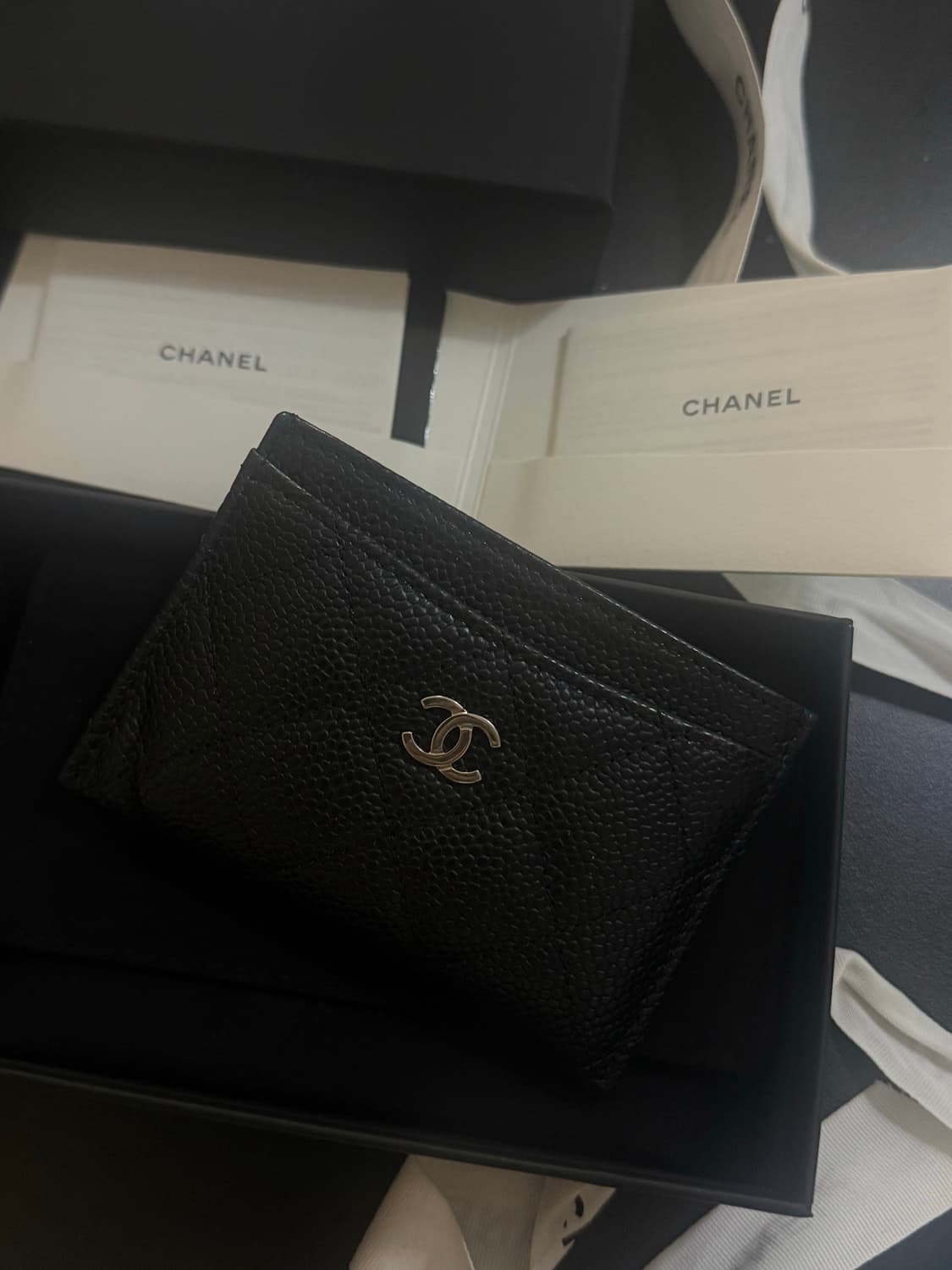 (백화점풀세트)샤넬 클래식 카드슬롯 캐비어 블랙 명함 카드홀더 상품이미지2