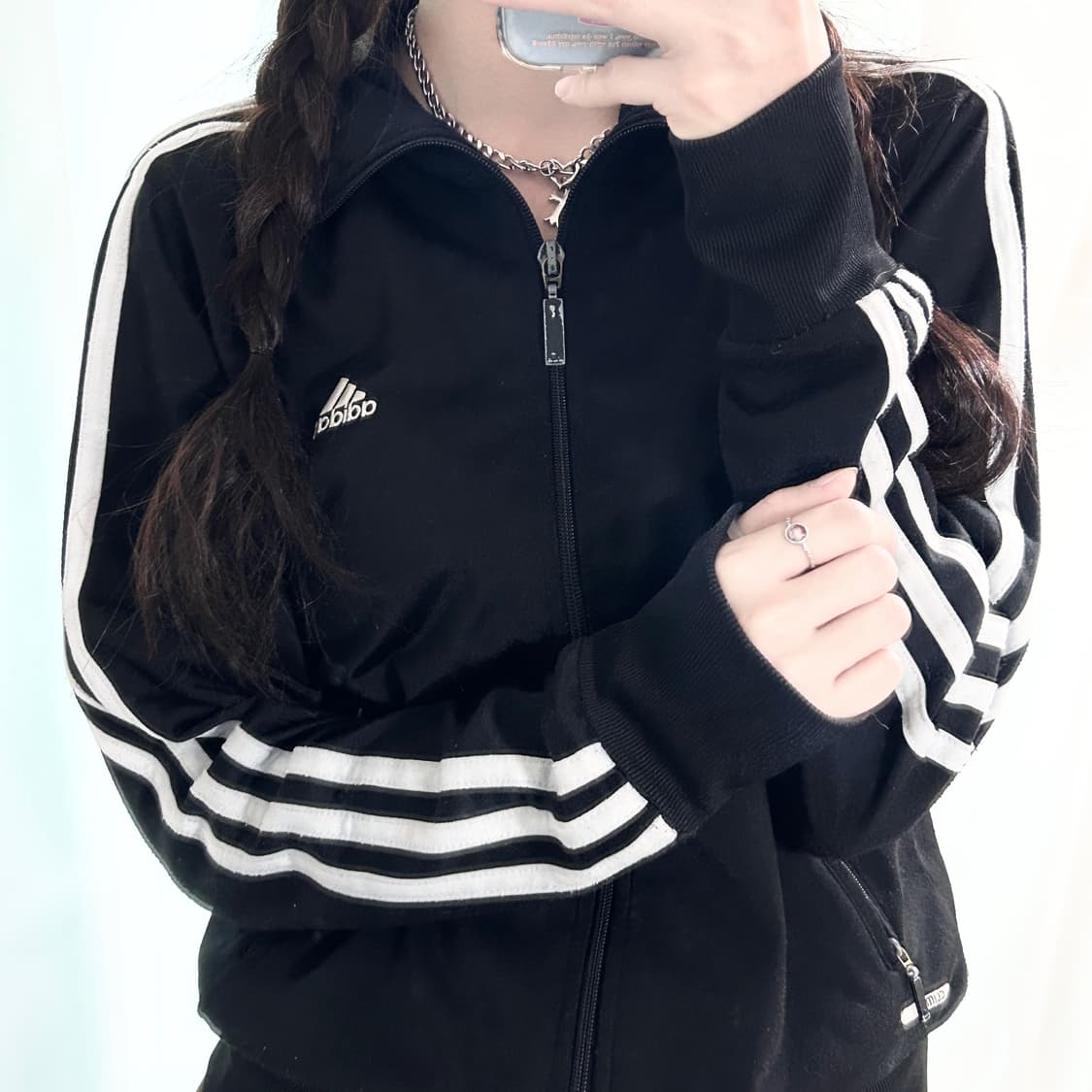 아디다스 자수로고 블랙 삼선 져지 상품이미지1