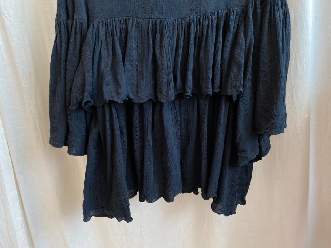 네이비 면혼방 반팔블라우스(M-L) 상품이미지4