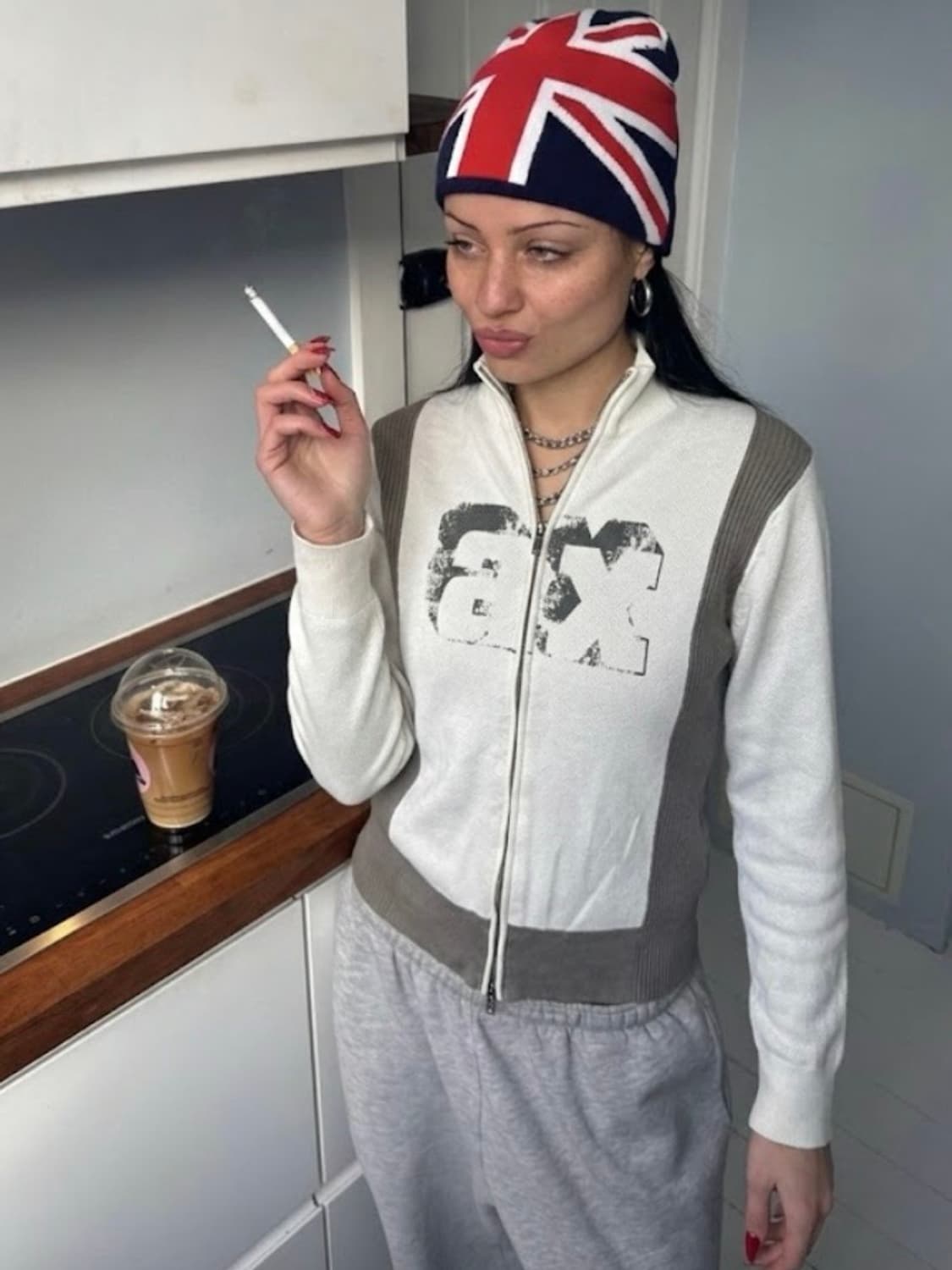 알마니익스체인지  Y2k 프린팅 하이넥 집업 자켓 상품이미지1