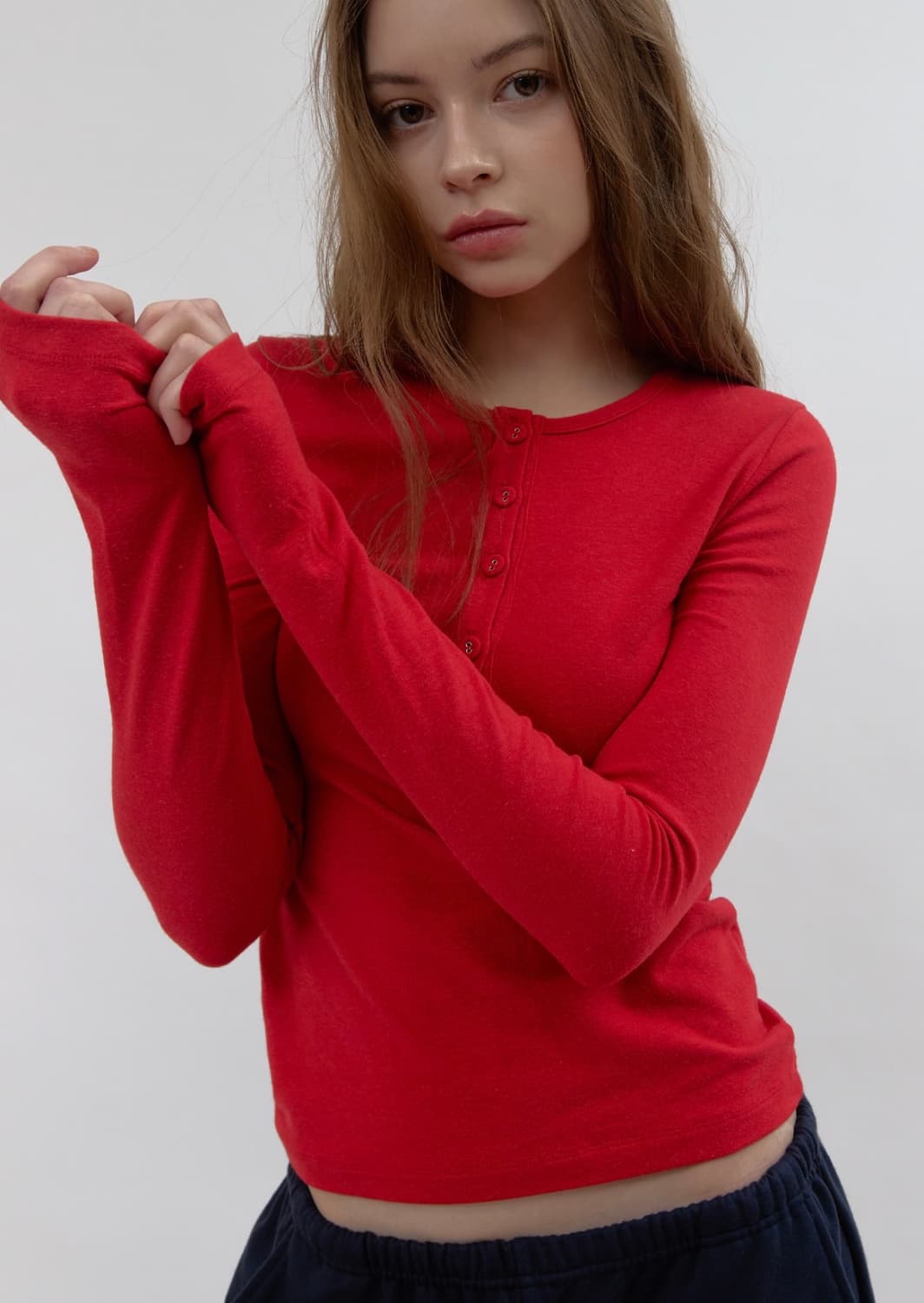 헤더먼트 henry button t-shirt 헨리 버튼 티셔츠 상품이미지1