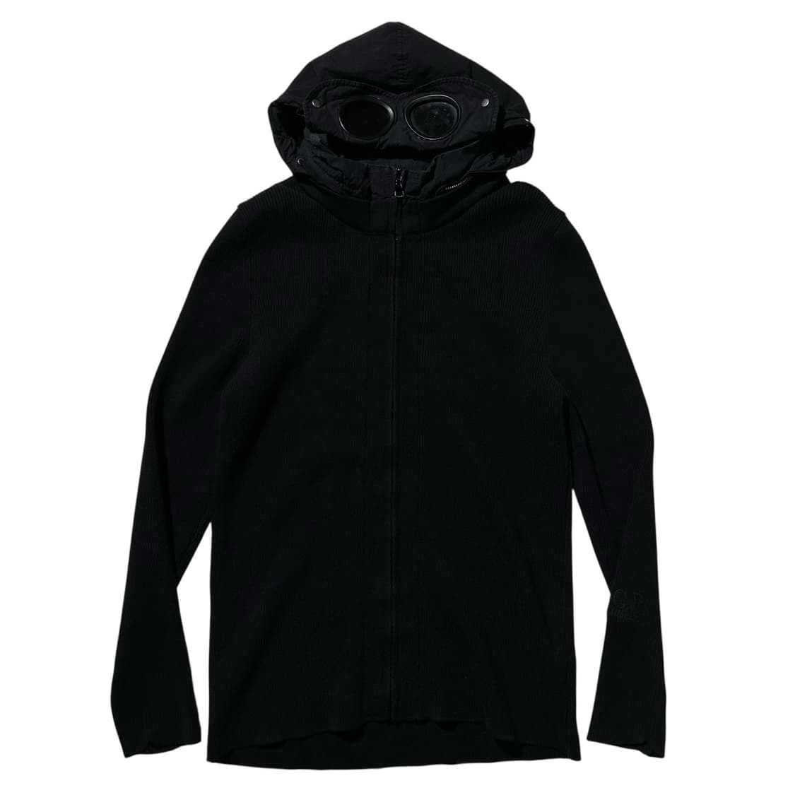 CP컴퍼니 고글 후드 니트 집업 자켓 블랙 상품이미지2