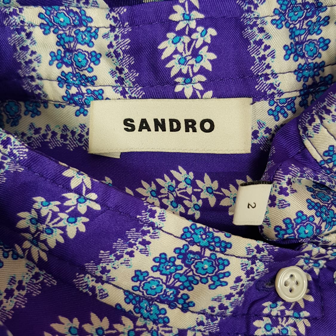 산드로 플로럴 패턴 리본 타이 블라우스 M사이즈 상품이미지6