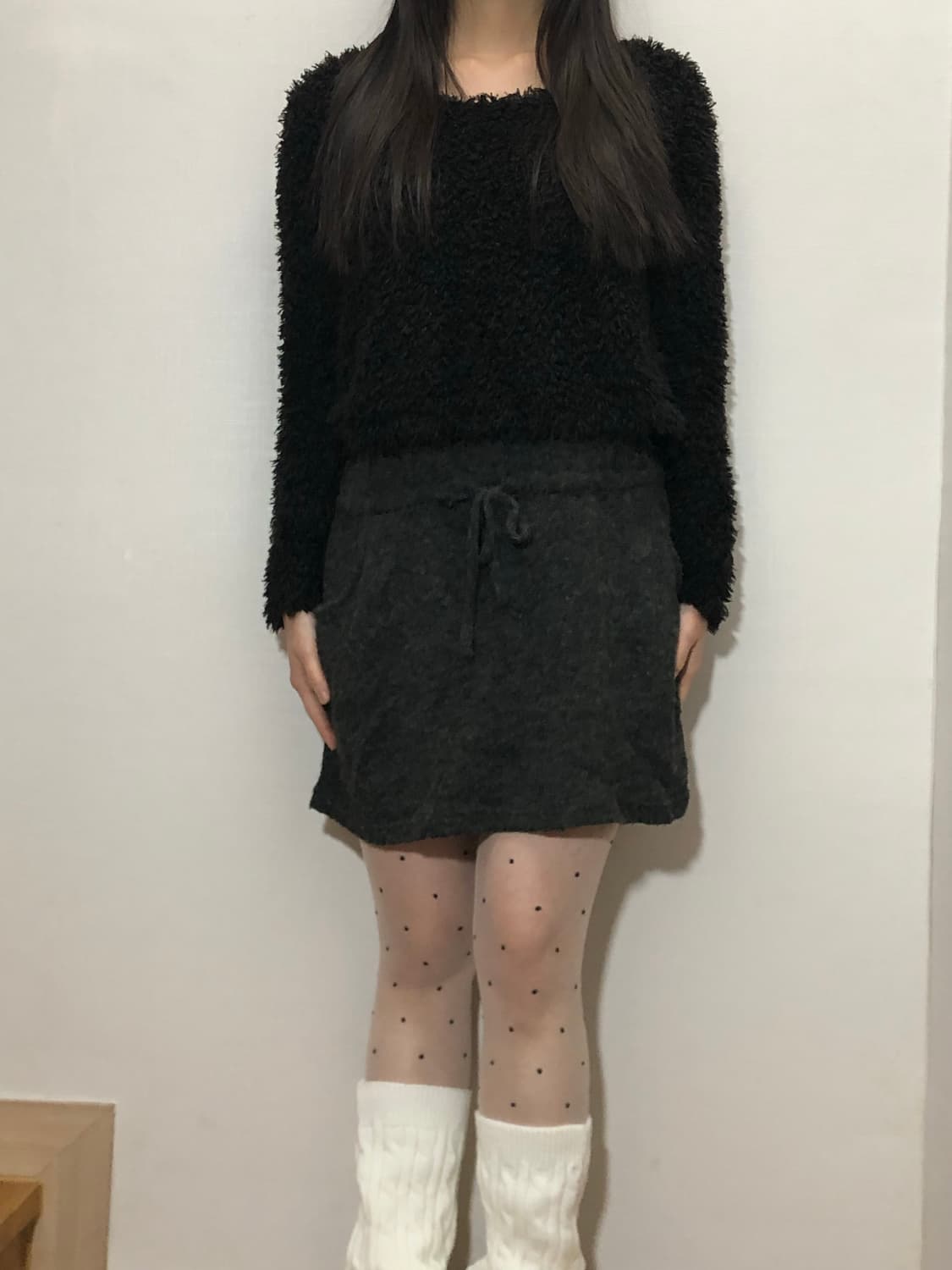 빈티지 블랙 앤 그레이 퍼 원피스 상품이미지5