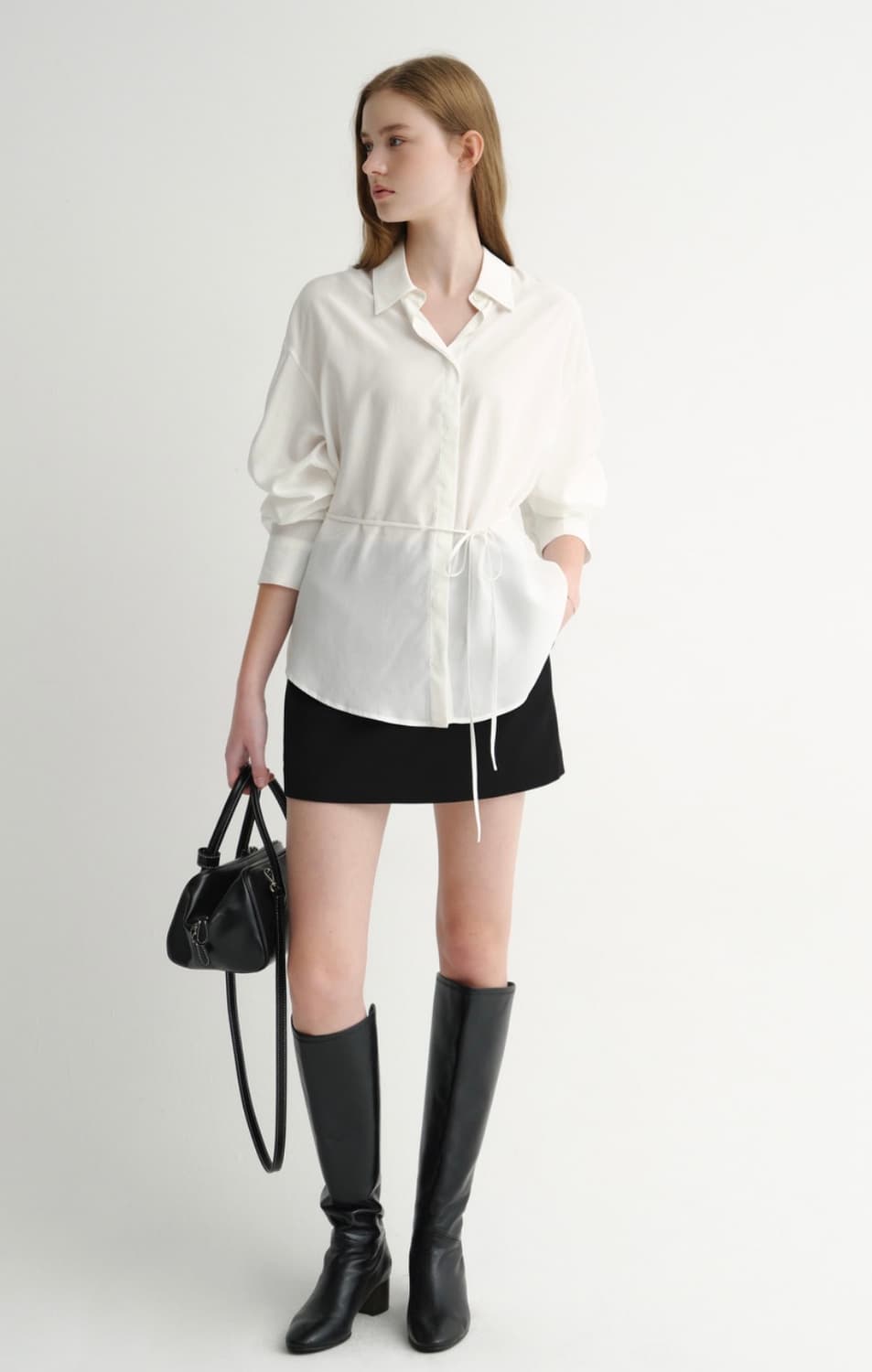 시에 브롯 스티치 미디엄 핸들백_블랙 상품이미지4