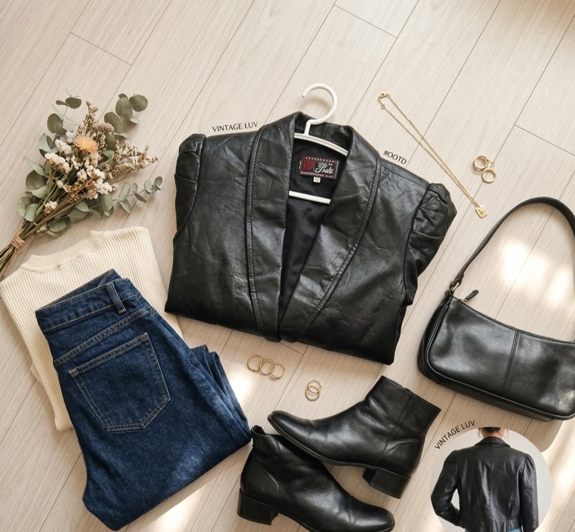 [희귀/빈티지] 브라질산 천연 가죽 숄더 퍼프 크롭 자켓 상품이미지8