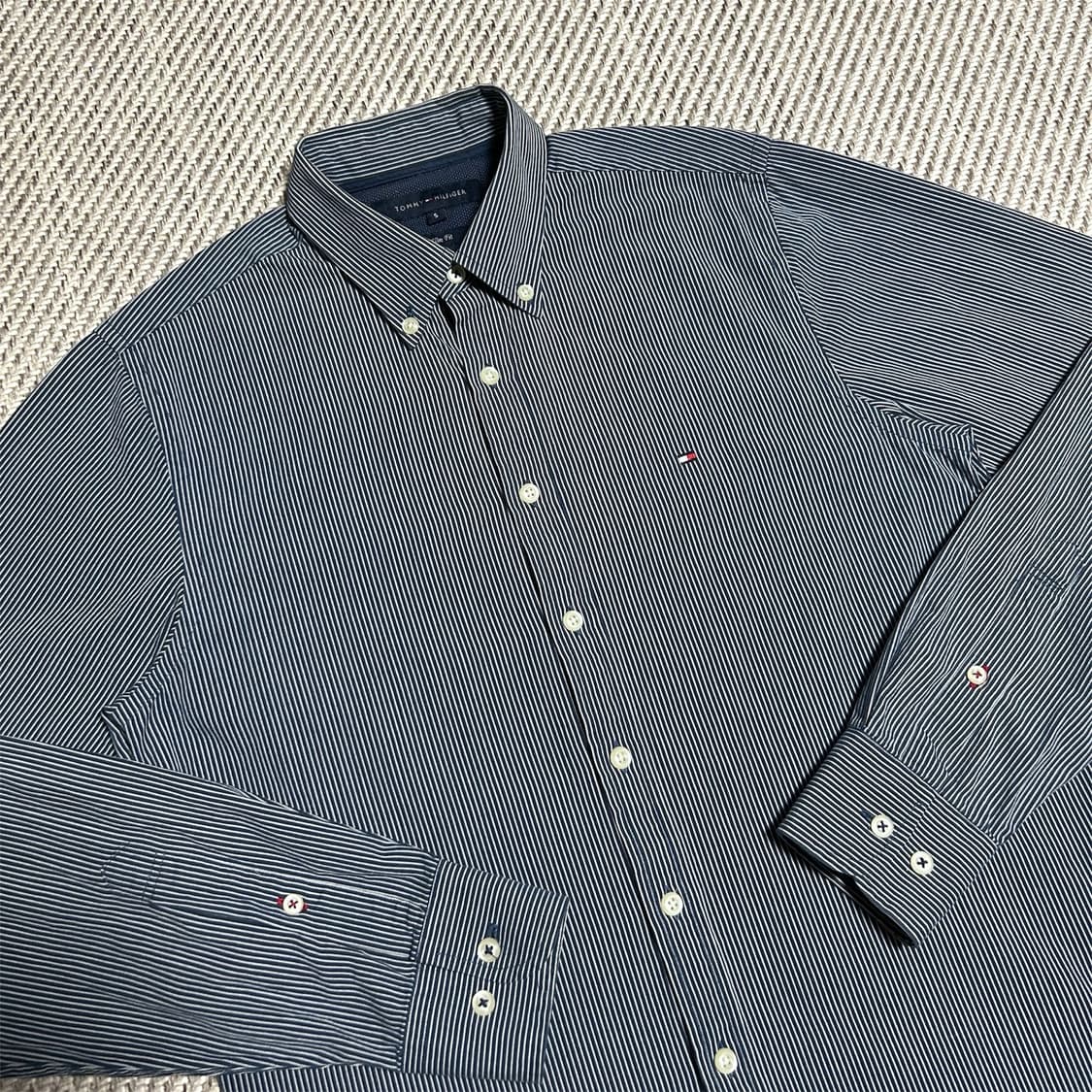 [S] Tommy 타미힐피거 네이비 스트라이프 셔츠 상품이미지4