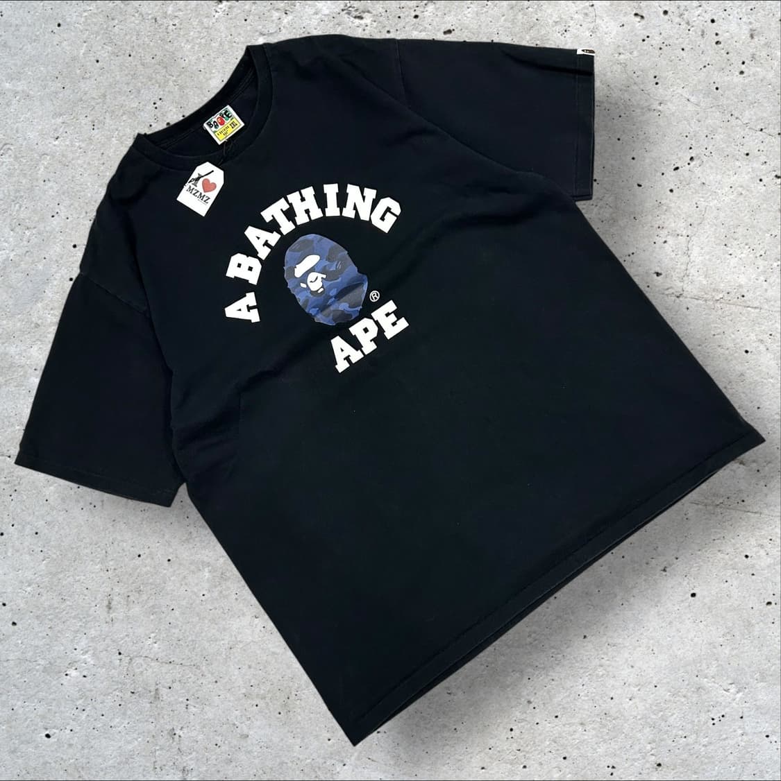 [2XL] 베이프 컬리지 ABC 블루카모 반팔 티셔츠 블랙 A385 상품이미지1