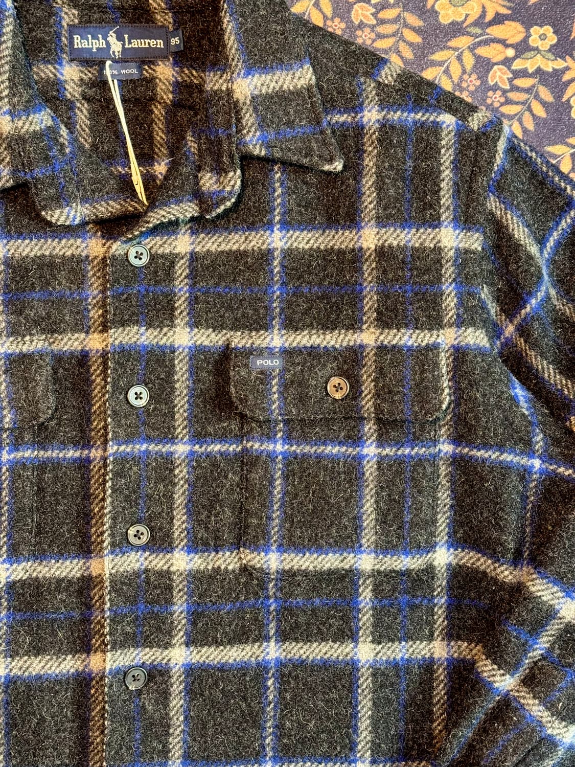 90s 빈티지 폴로 플래이드 울 오버셔츠 상품이미지3