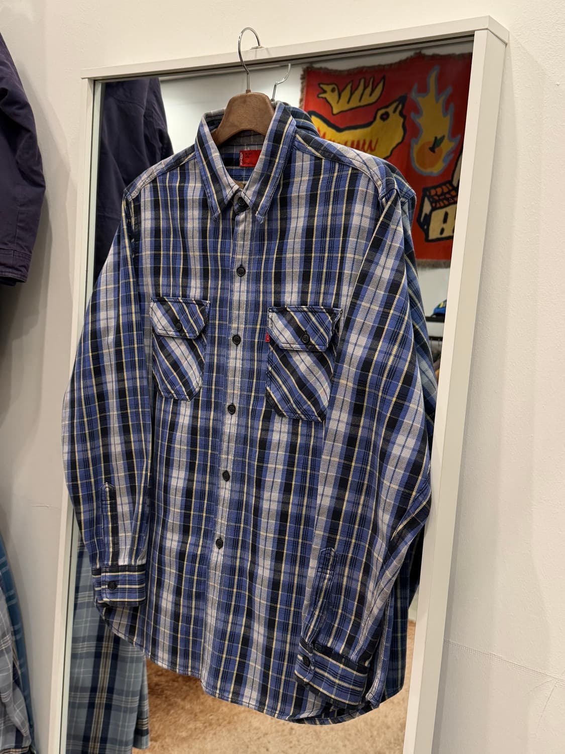 00s Levis 리바이스 헤비코튼 레드탭 체크 셔츠 상품이미지1