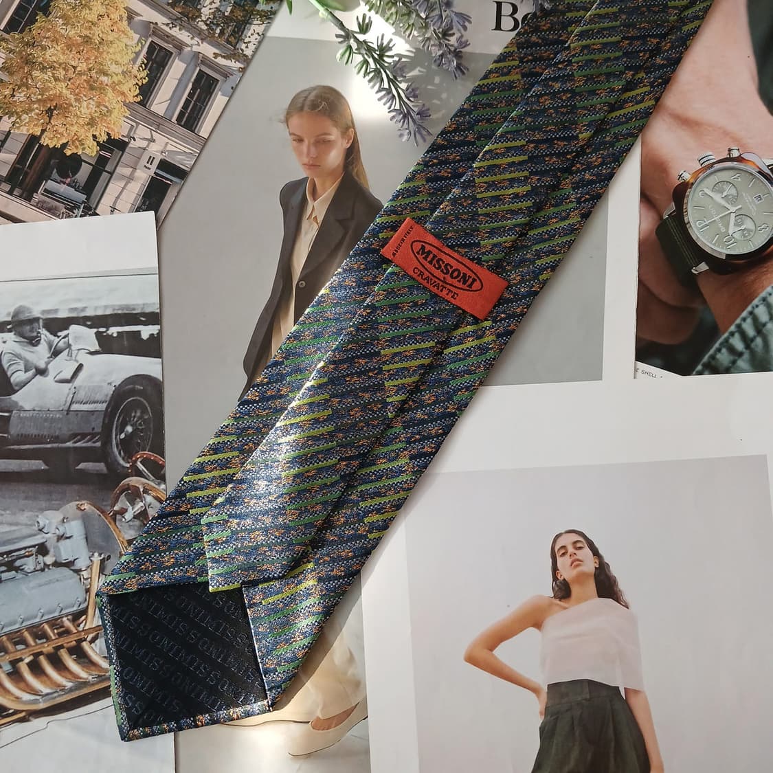 미쏘니 실크 다크그린 패턴 넥타이 9.1cm A+등급 A19073
 상품이미지4