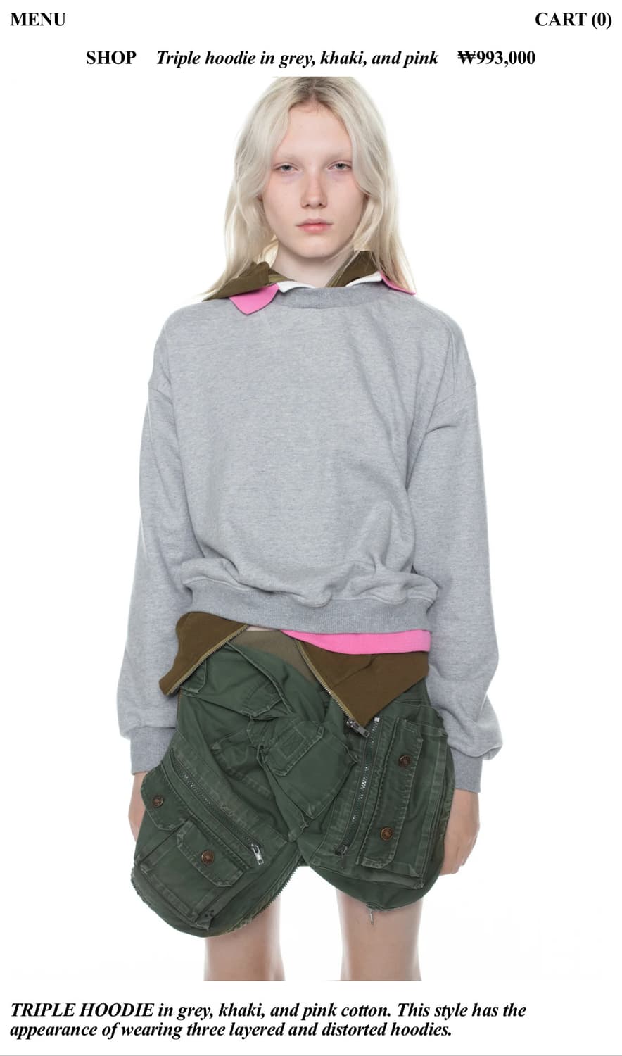 [M]어거스트 바론 All-in 25fw 트리플 후드티/그레이 카키 상품이미지10