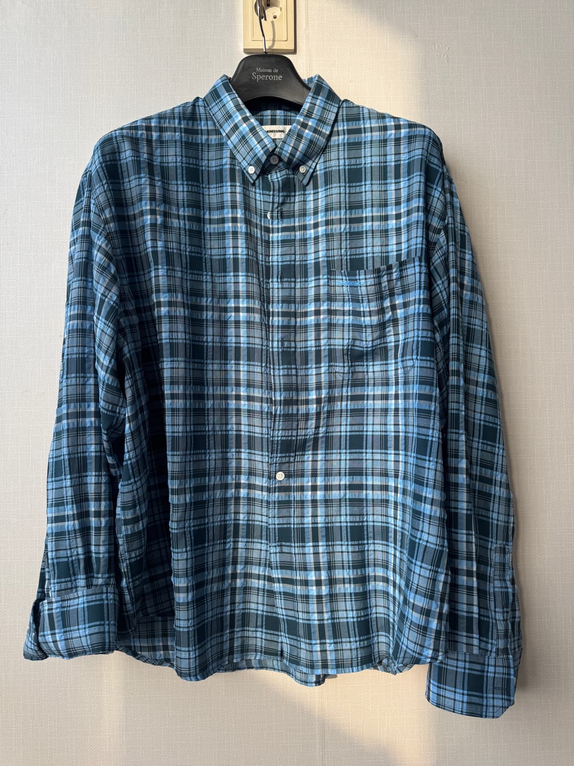 구민성 체크셔츠 블루 상품이미지2