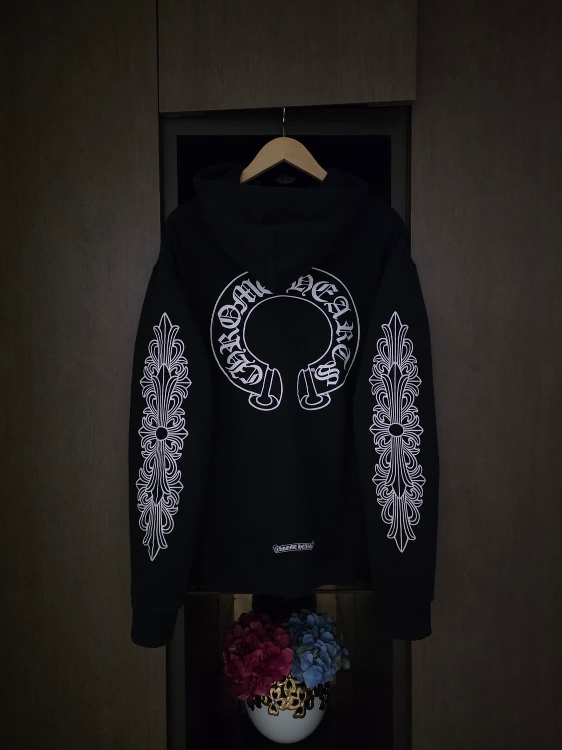 [L] 크롬하츠 홀스슈 플로랄 헤비웨이트 후드집업 블랙 상품이미지2