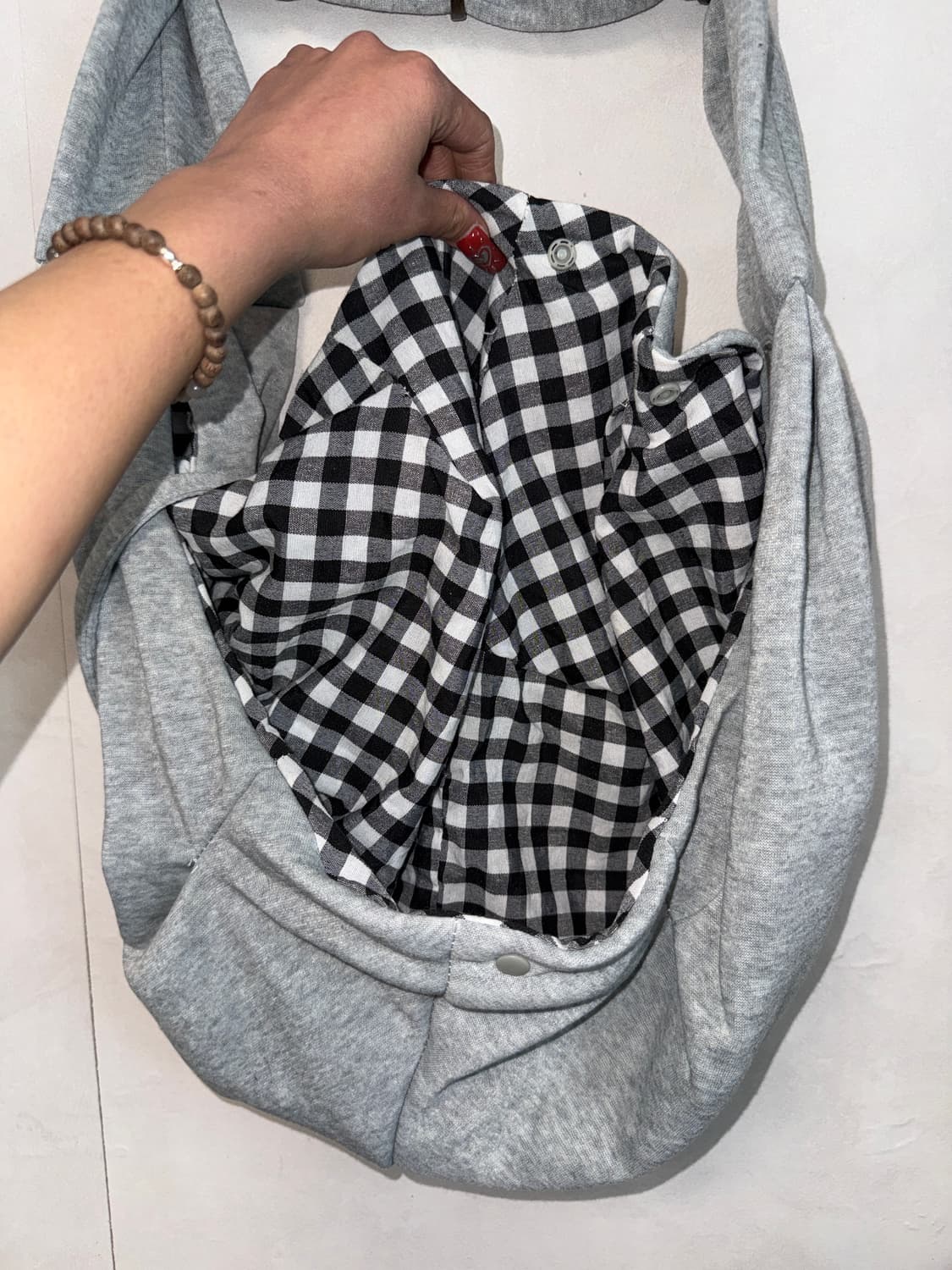 Gray cotton croissant sling bag 상품이미지5