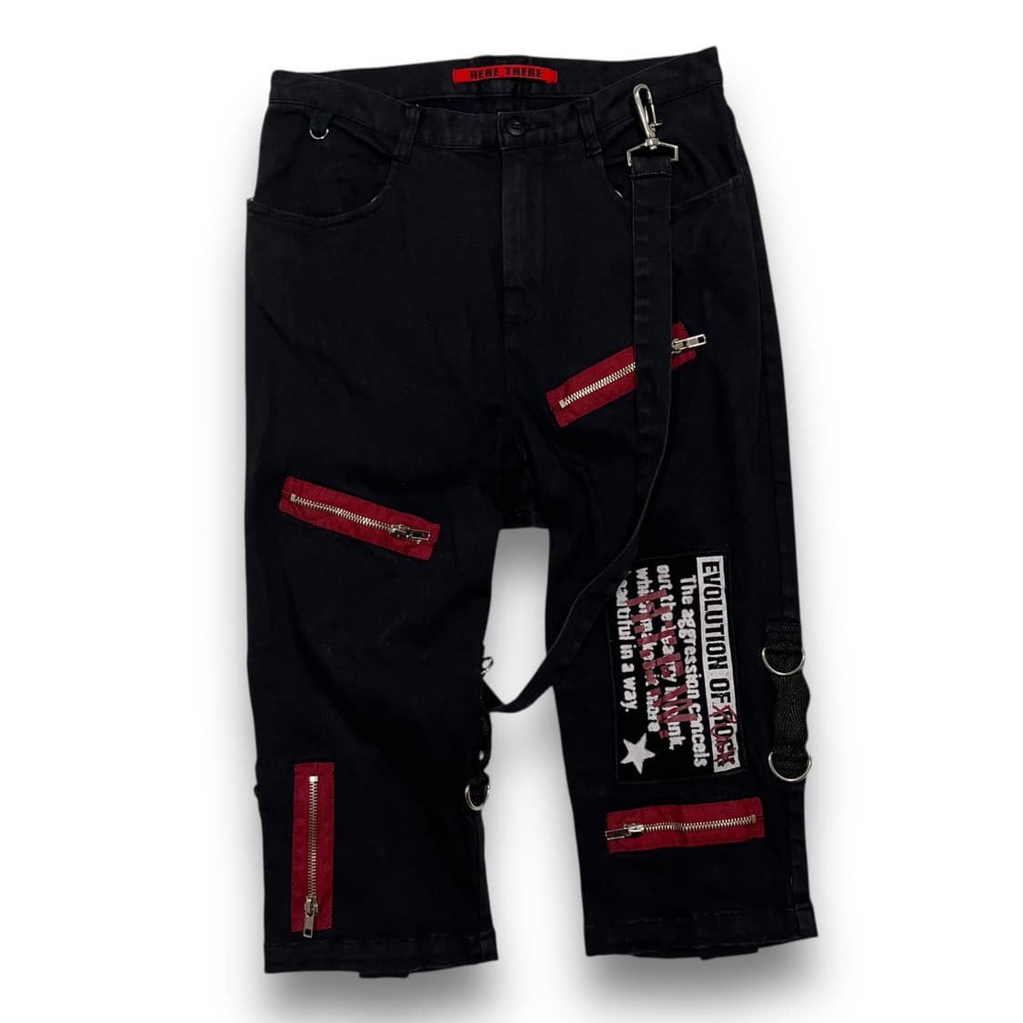 펑크 Here There 매니악 본디지 다중 레드 지퍼 반바지 상품이미지4