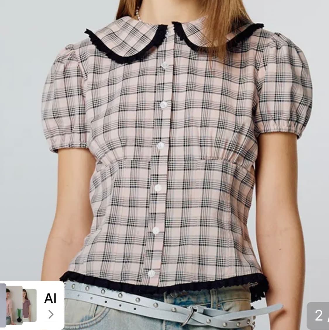 라티젠 체크 퍼프 셔츠 상품이미지3