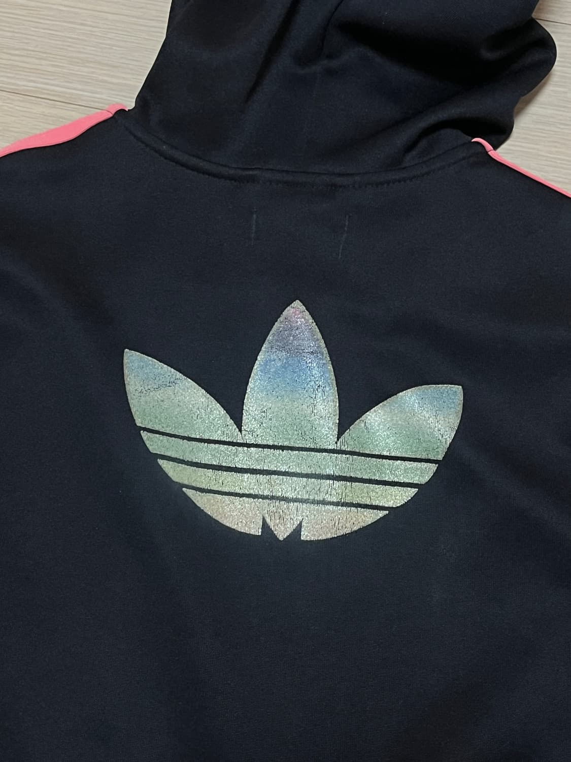 100 아디다스 블랙 핑크 져지 후드집업 상품이미지3