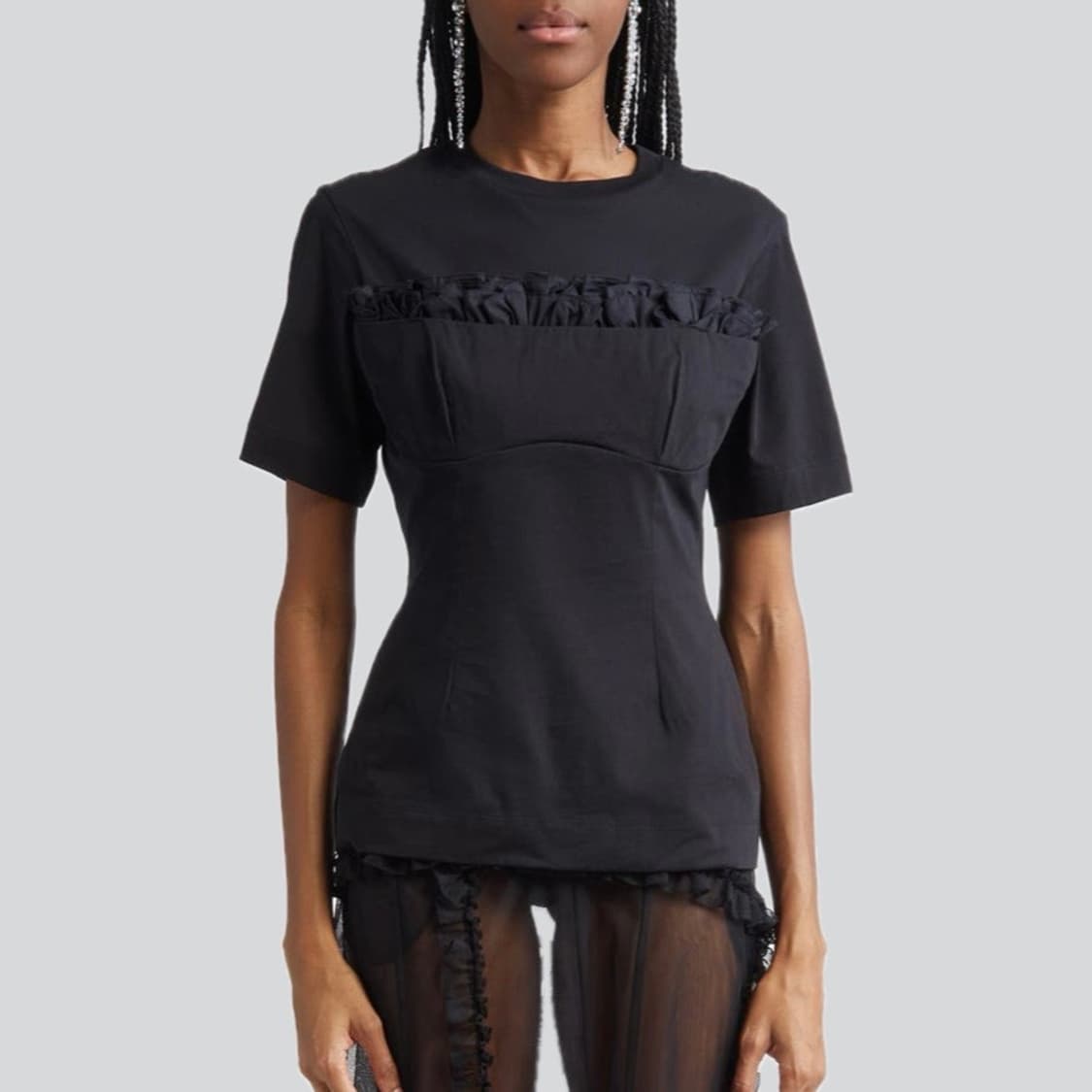 [S,M]시몬로샤 Balconette 러플 탑/블랙 상품이미지1