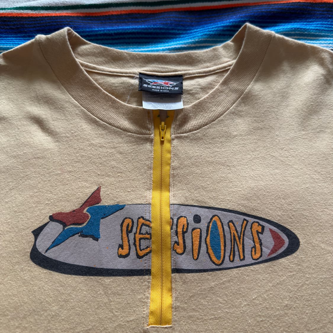 90s USA Sessions Skateboard Half zip 티셔츠 상품이미지4
