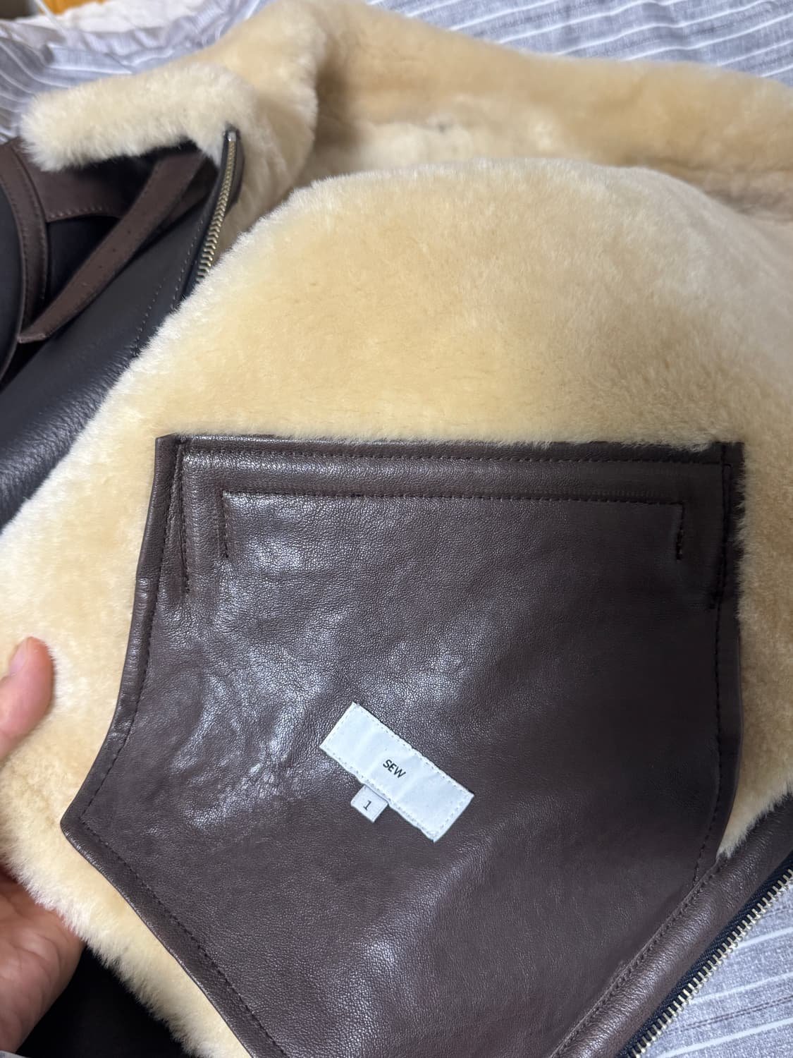 스테디에브리웨어 Sew B-6 무스탕 시어링 레더 자켓 1 상품이미지3