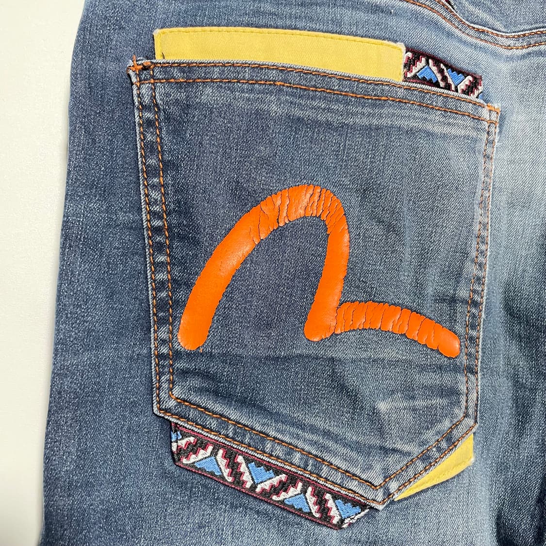 EVISU 에비수 오렌지 갈매기 데님팬츠 상품이미지4