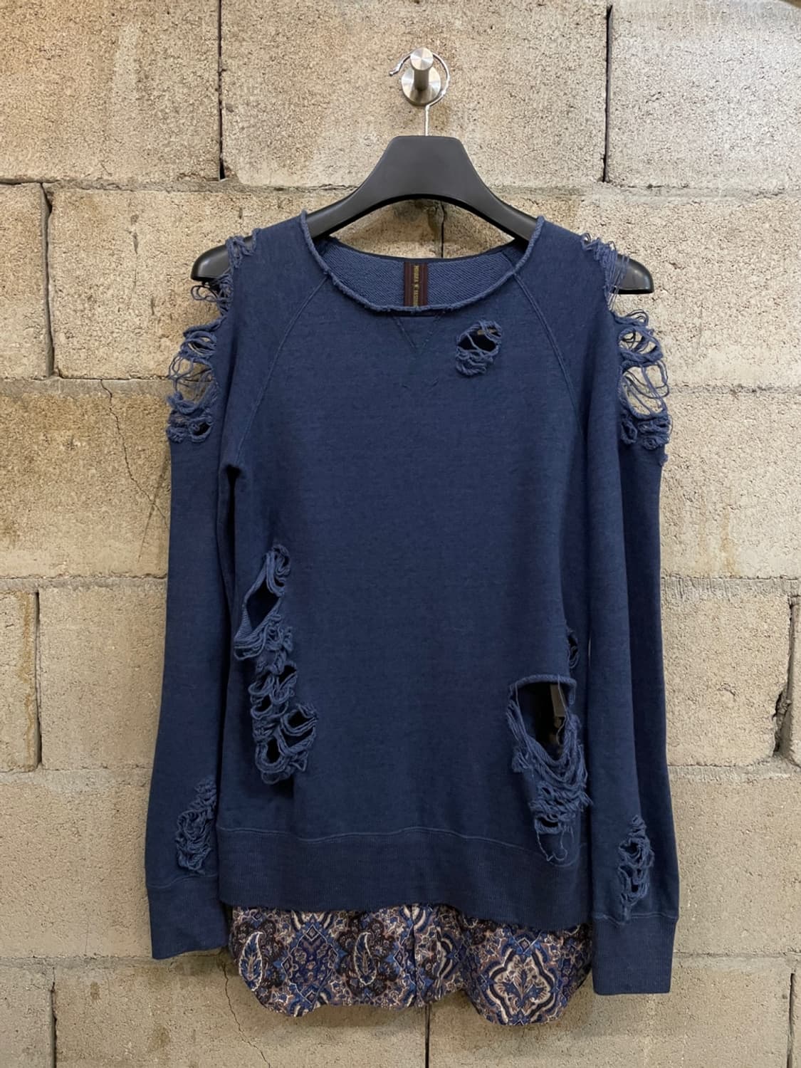 미하라 야스히로 레이어드 디스트레스드 맨투맨 상품이미지1