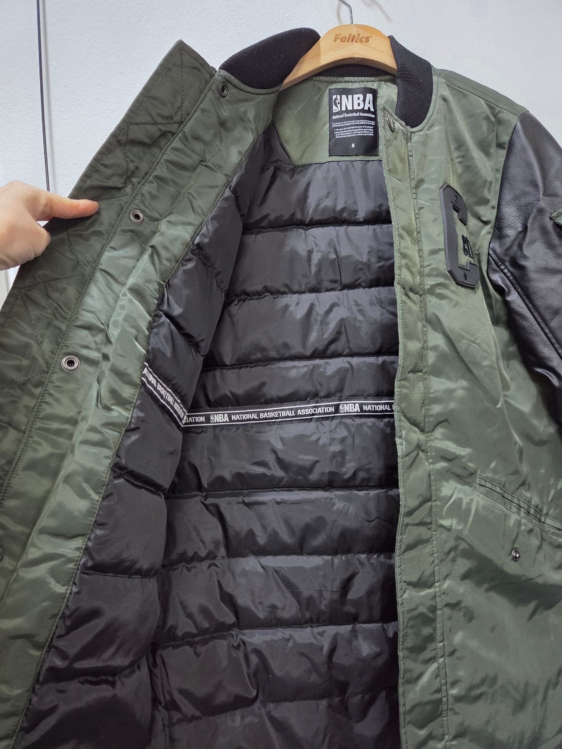 NBA 클리블랜드 카키색 롱 다운패딩 S 상품이미지4