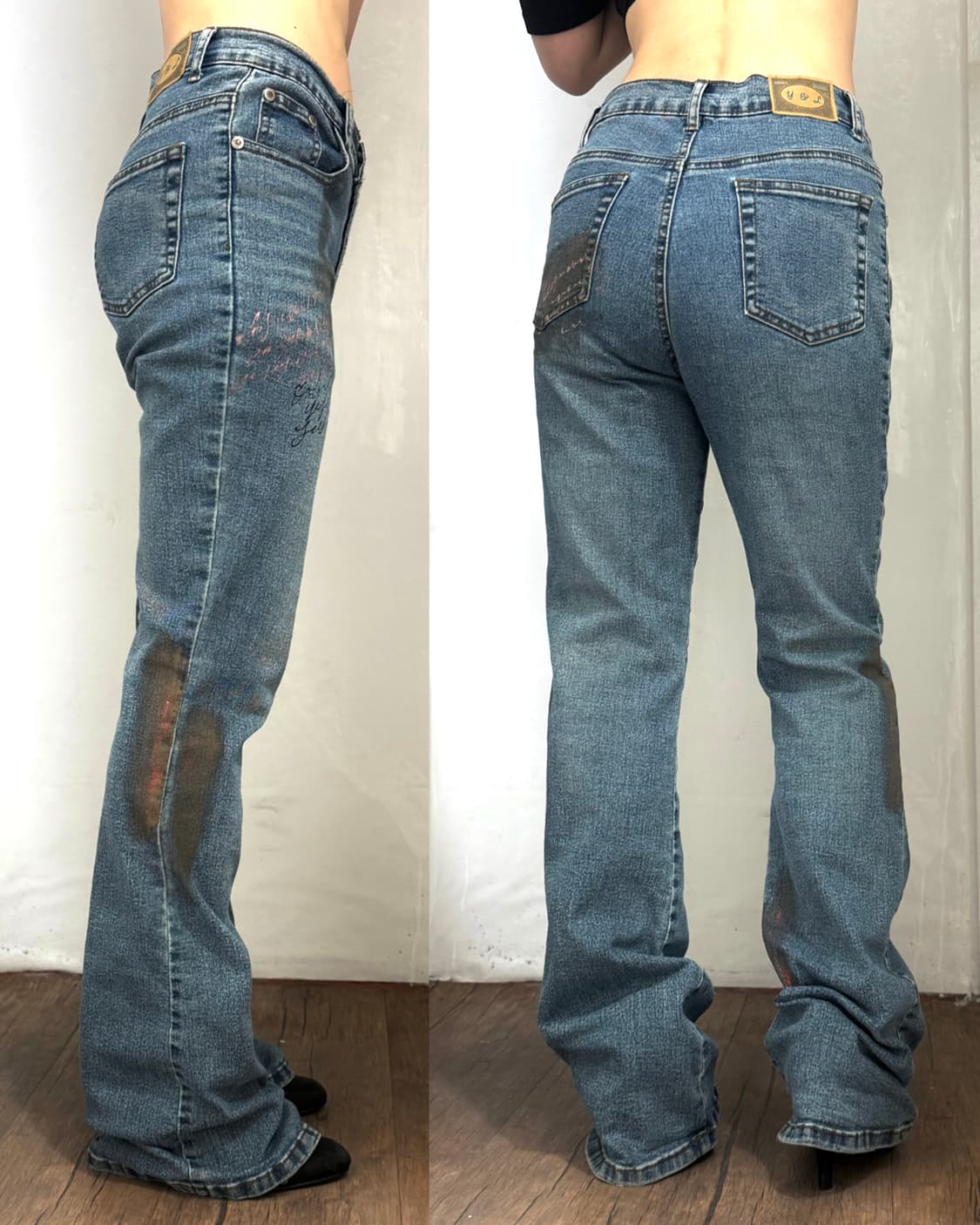 glitter lettering bootcut denim pants 상품이미지3