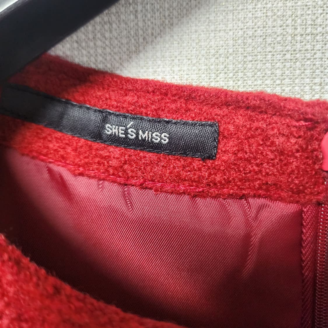 쉬즈미스 레드 모직 민소매 원피스 66사이즈 상품이미지3