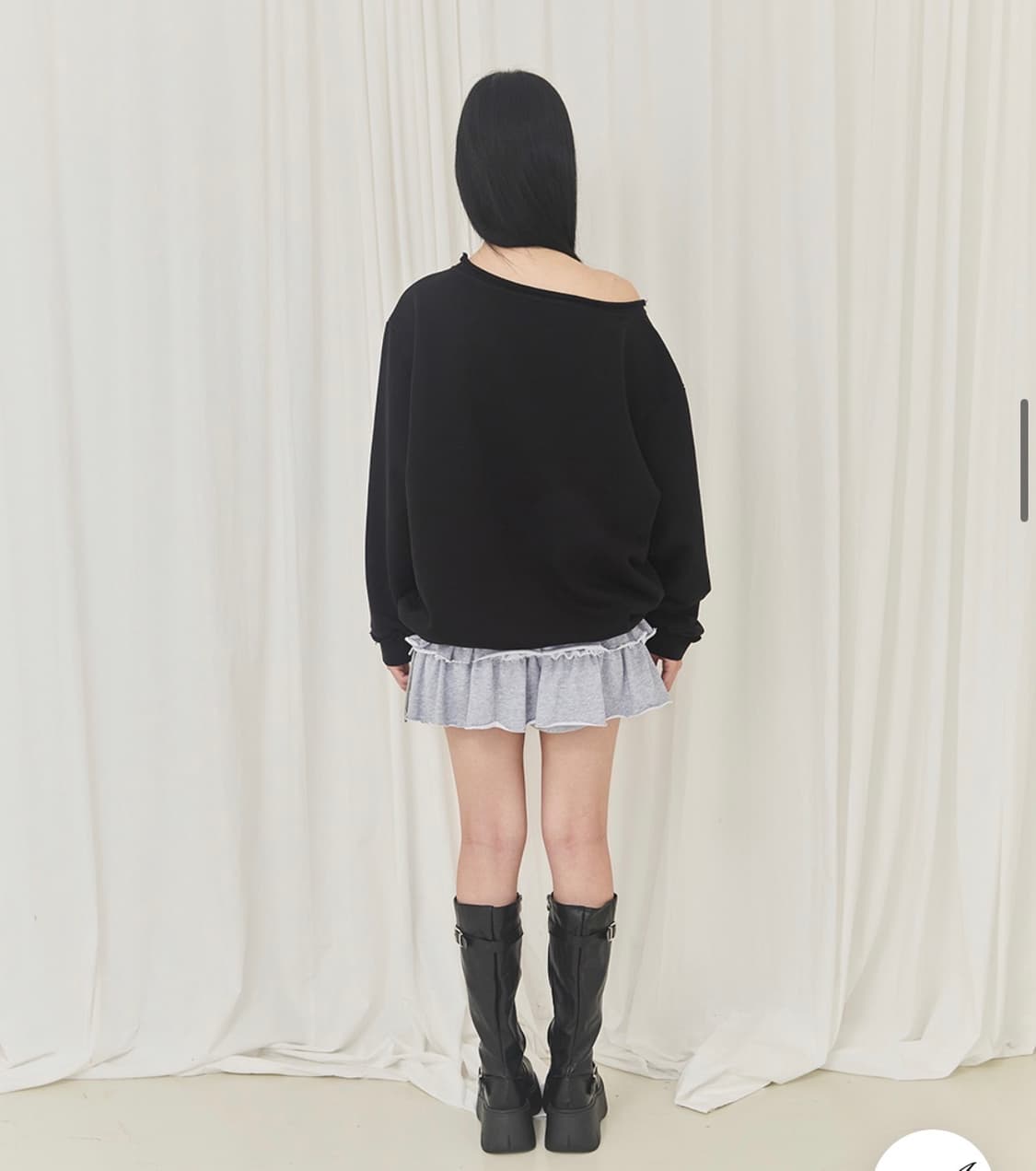 [알키아카] 스타 오픈숄더 맨투맨 (Black/OS) 상품이미지5