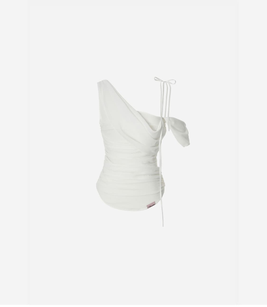 미개봉) 뉴얼린 글로우 쉬폰 셔링 슬리브리스 블라우스 화이트 상품이미지2