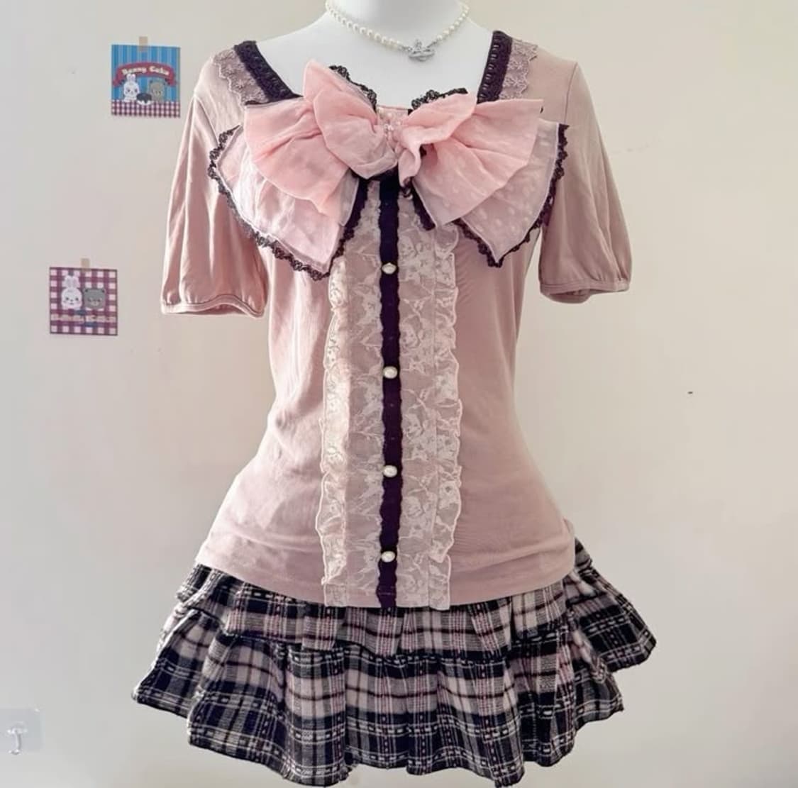 Axes femme 엑시즈팜 핑크 빅리본 히메갸루반팔 엑팜반팔 엑팜리본 상품이미지7