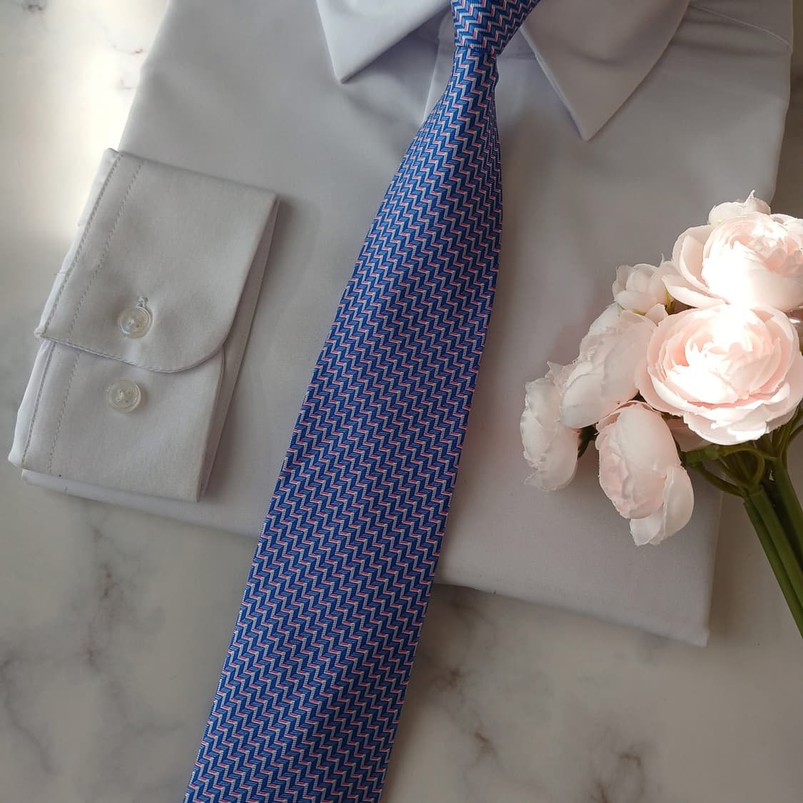 마이클코어스 실크 블루 지그재그 넥타이 7.8cm A+등급 A19050
 상품이미지6