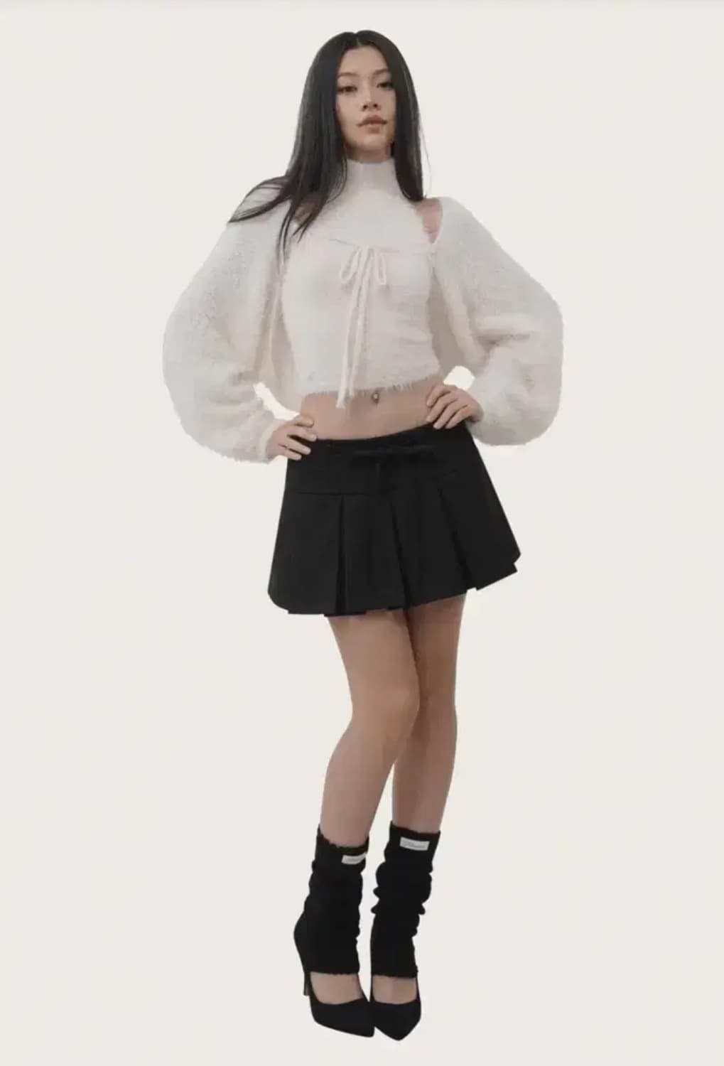 (택달린새상품) 클리시어 허깅 리본 스커트 블랙 s 닝닝 착용 상품이미지1