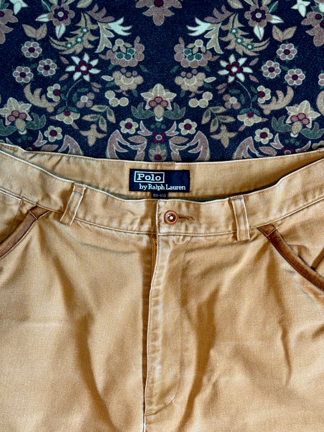 90s 폴로 어센틱 덩가리 더블니 캔버스 워크팬츠  상품이미지2