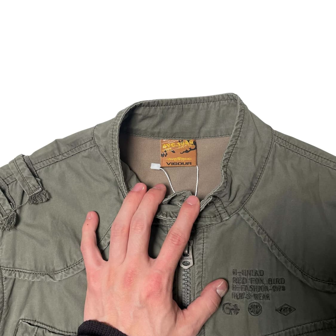 Vigour 카키 패치워크 집업 자켓 상품이미지7