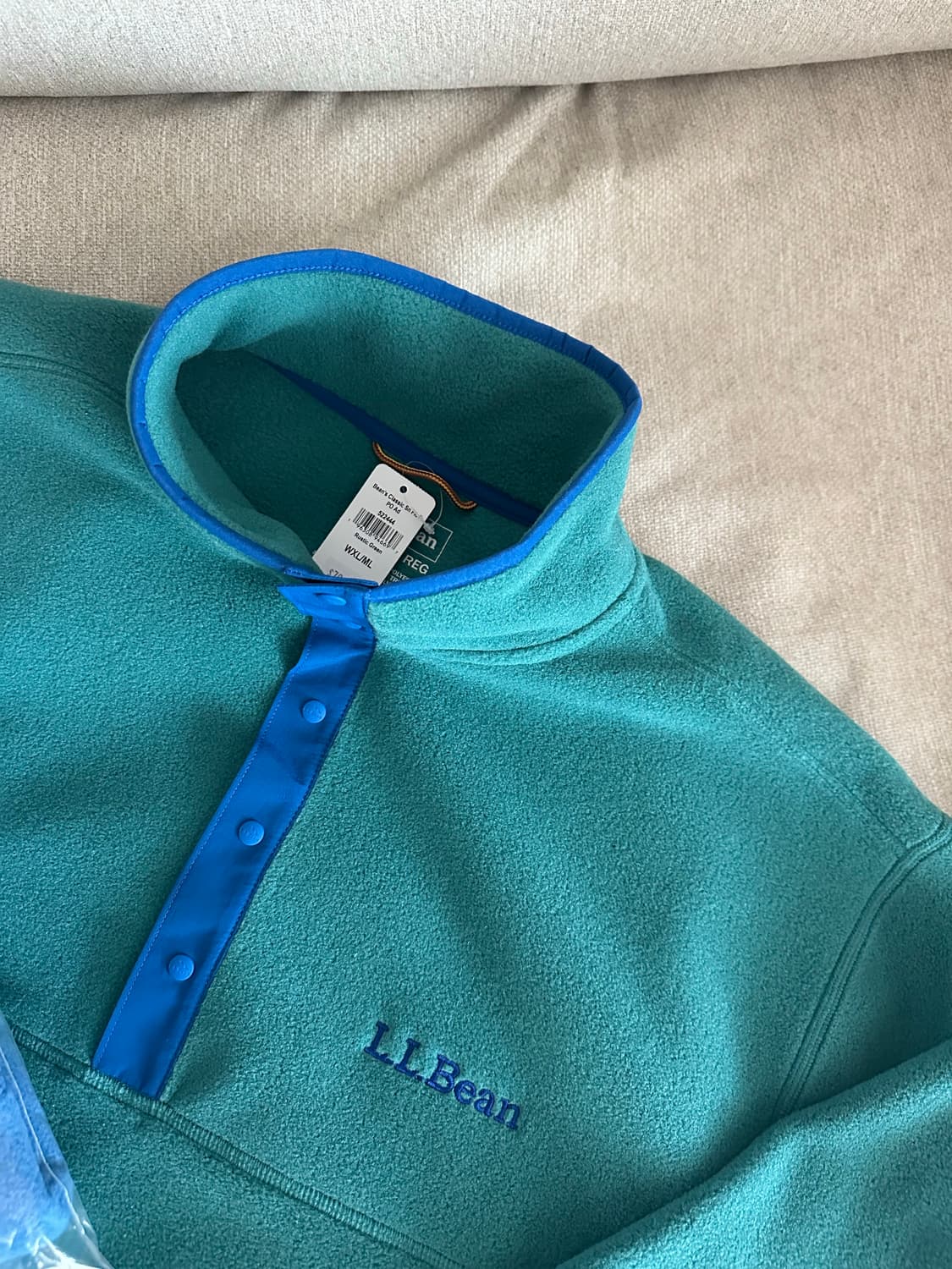 LL Bean 엘엘빈 플리스 후리스 풀오버 그린 L사이즈 새상품 상품이미지3