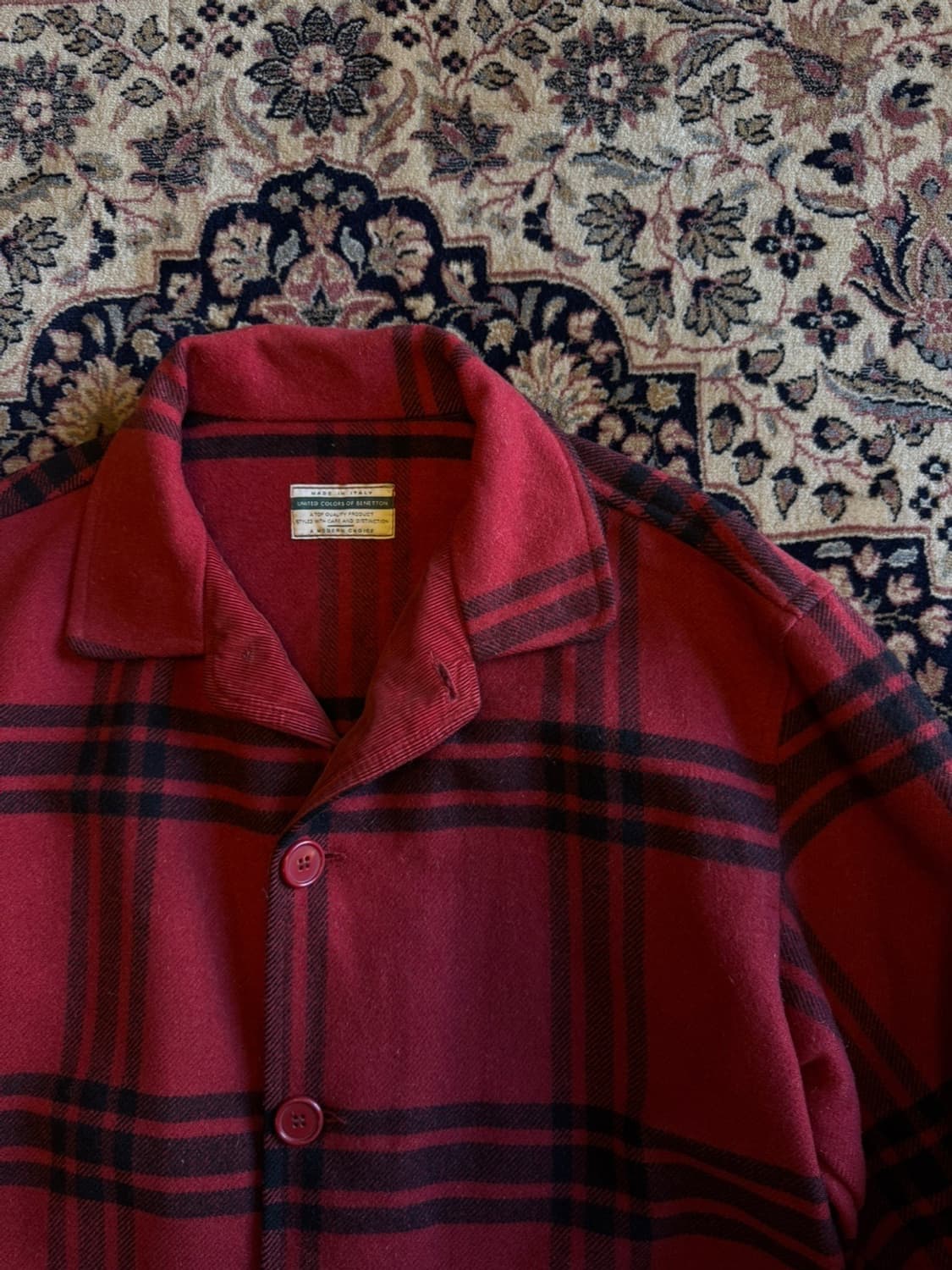 베네통 헤비멜톤울 버팔로 체크 자켓 105 상품이미지3