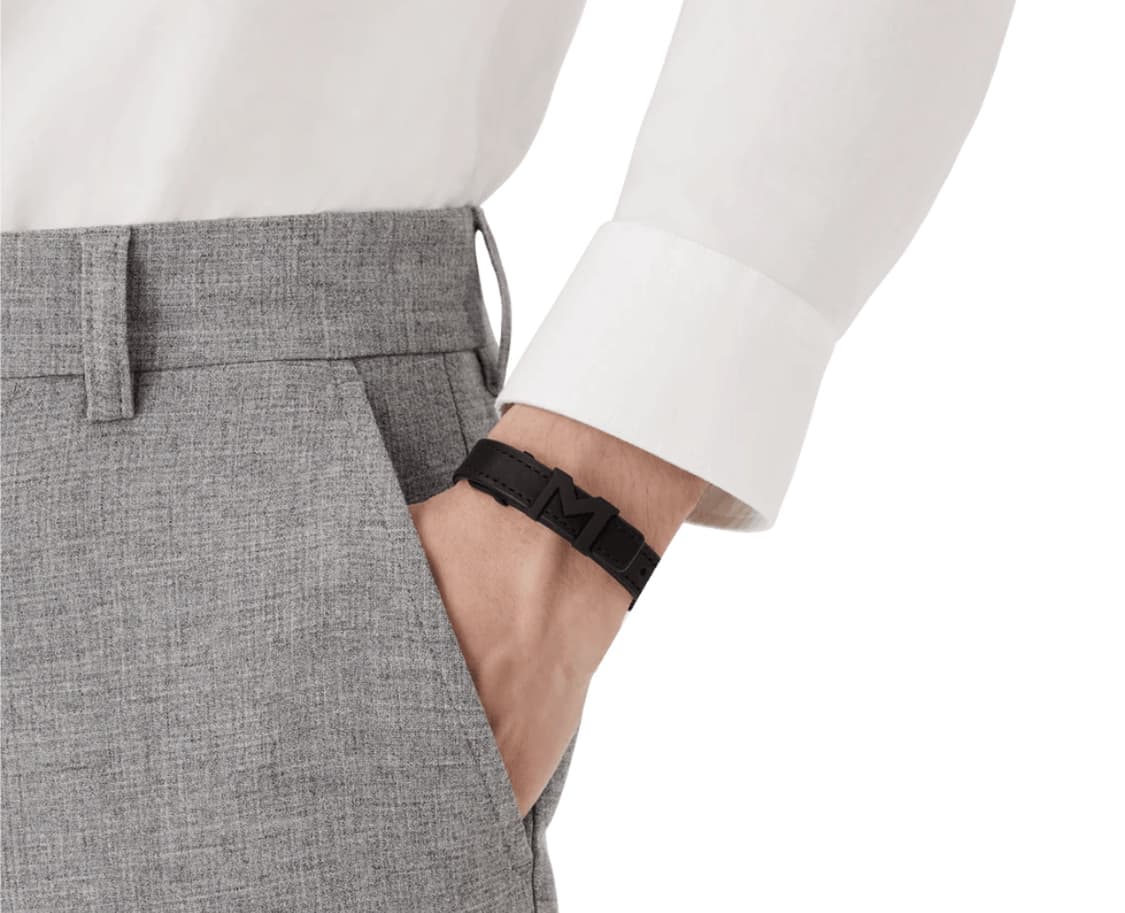 새상품)몽블랑 로고 레더 팔찌 블랙 풀박스 상품이미지5