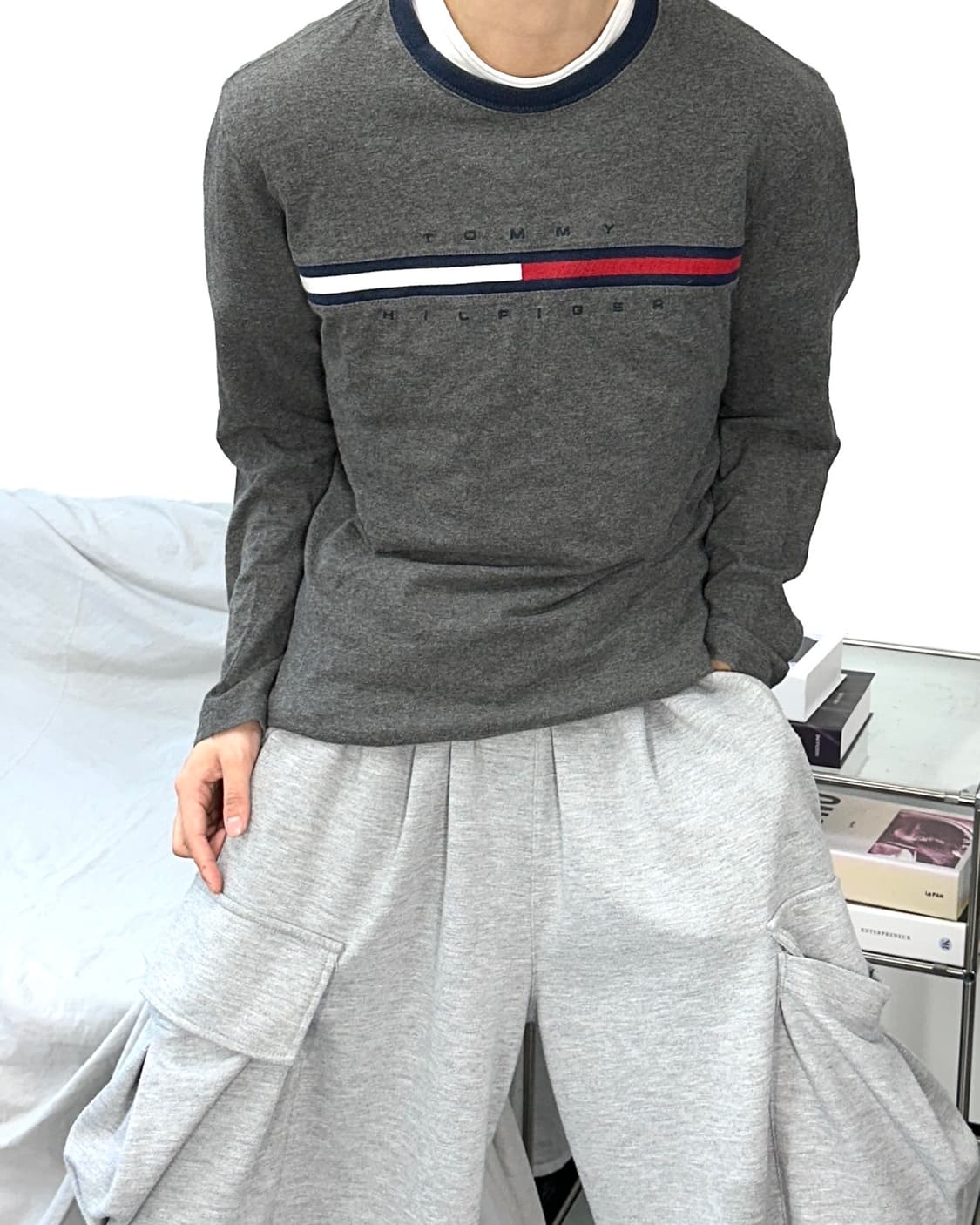 타미 힐피거 차콜 빅로고 롱 슬리브 M 상품이미지2