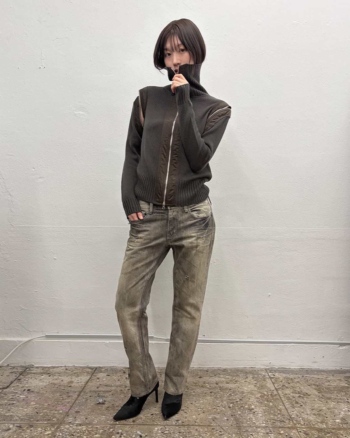 크리지아 디테쳐블 니트 집업 상품이미지7