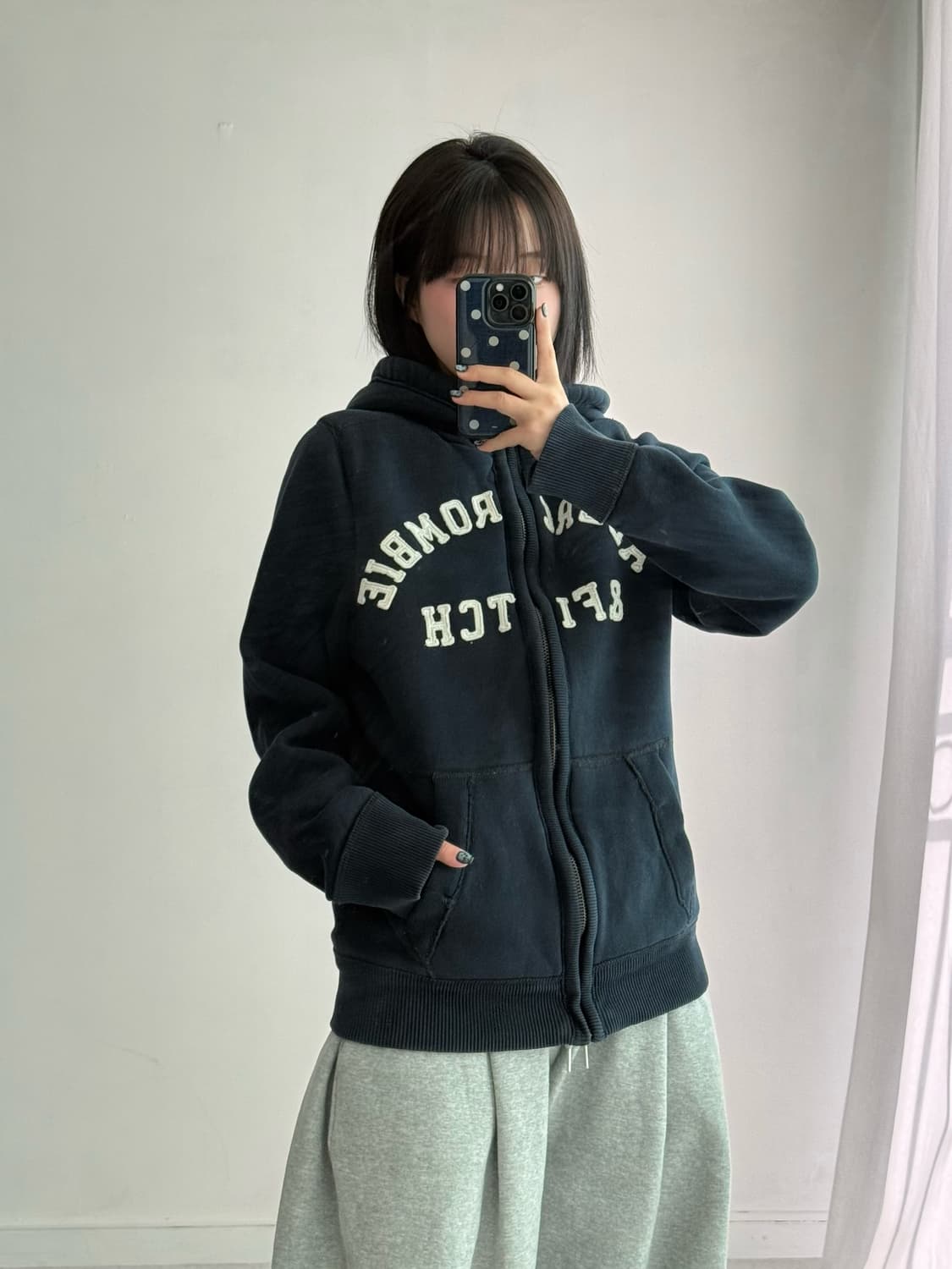 아베크롬비 네이비 보아털 후드집업 상품이미지4