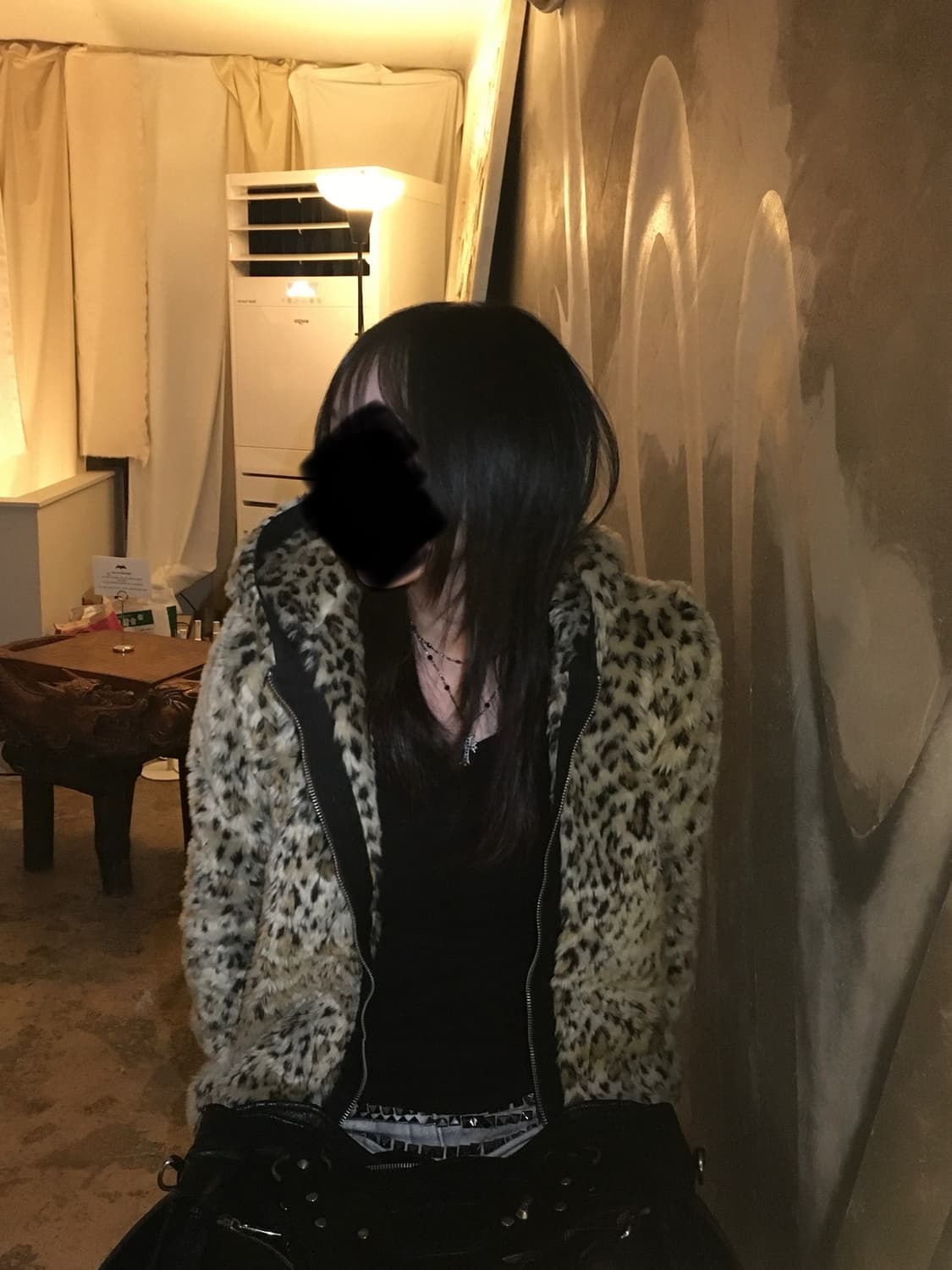 레오파드 퍼 후드 자켓 상품이미지3