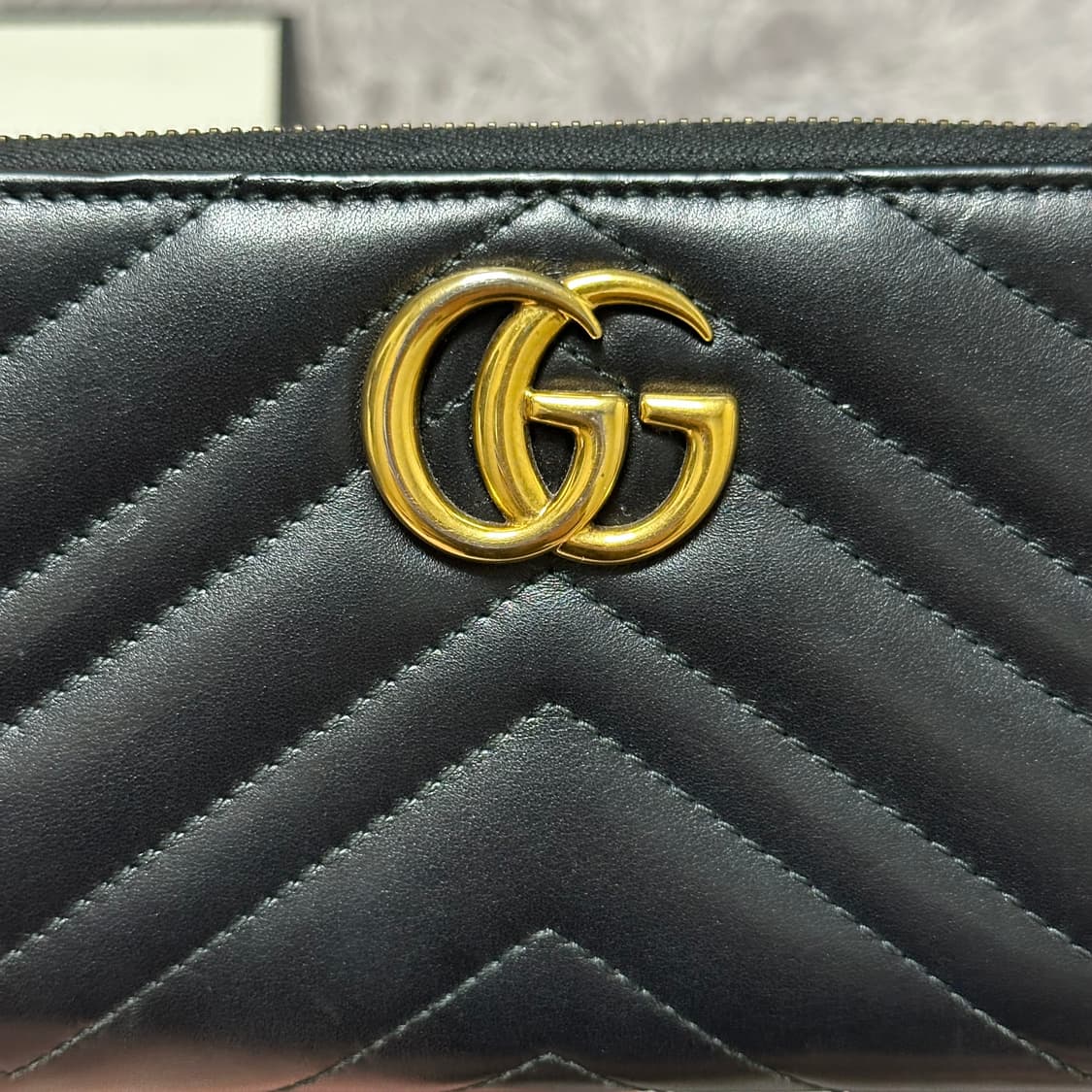 [풀구성] 구찌 GG 마몬트 마틀라세 장지갑 블랙 상품이미지3