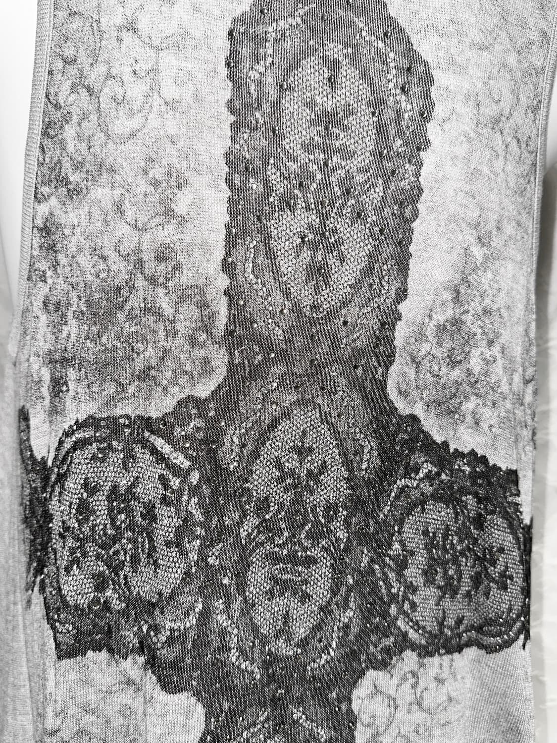 빈티지 vkei 펑크 스프레이 패턴 언발 롱 베스트 상품이미지8